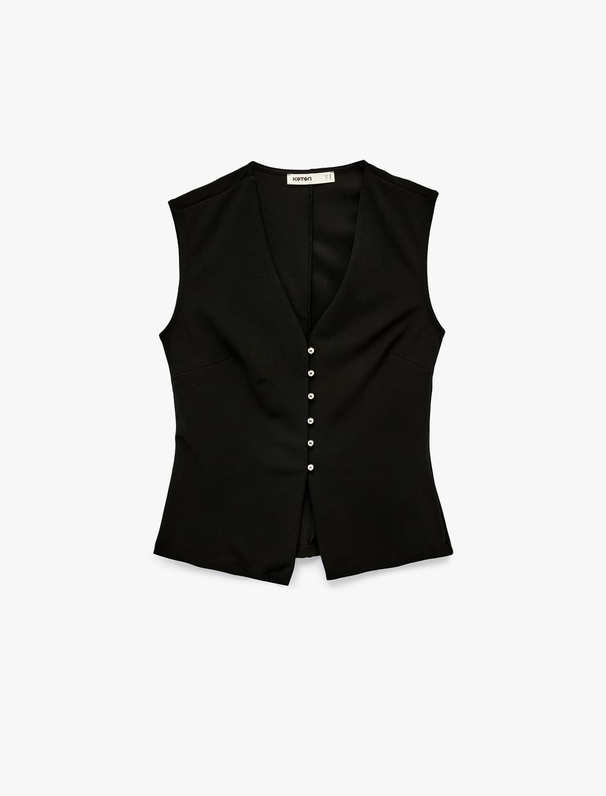 Krep Skuba Parça Düyməli Yüngül Peplum Kesimli Jilet