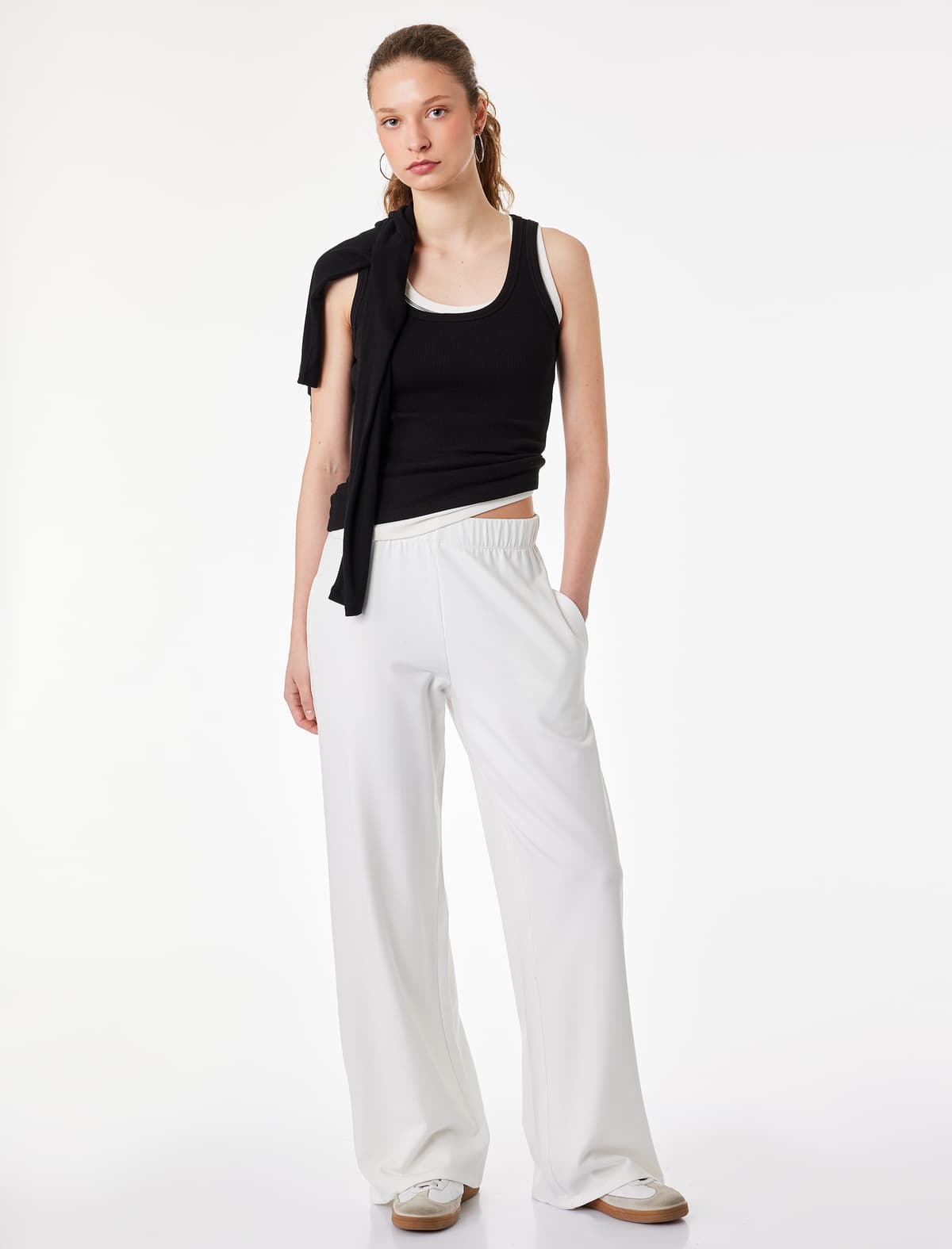 Elastik Bel Cib Viskoz Rahat Geniş Paçalı Sweatpants