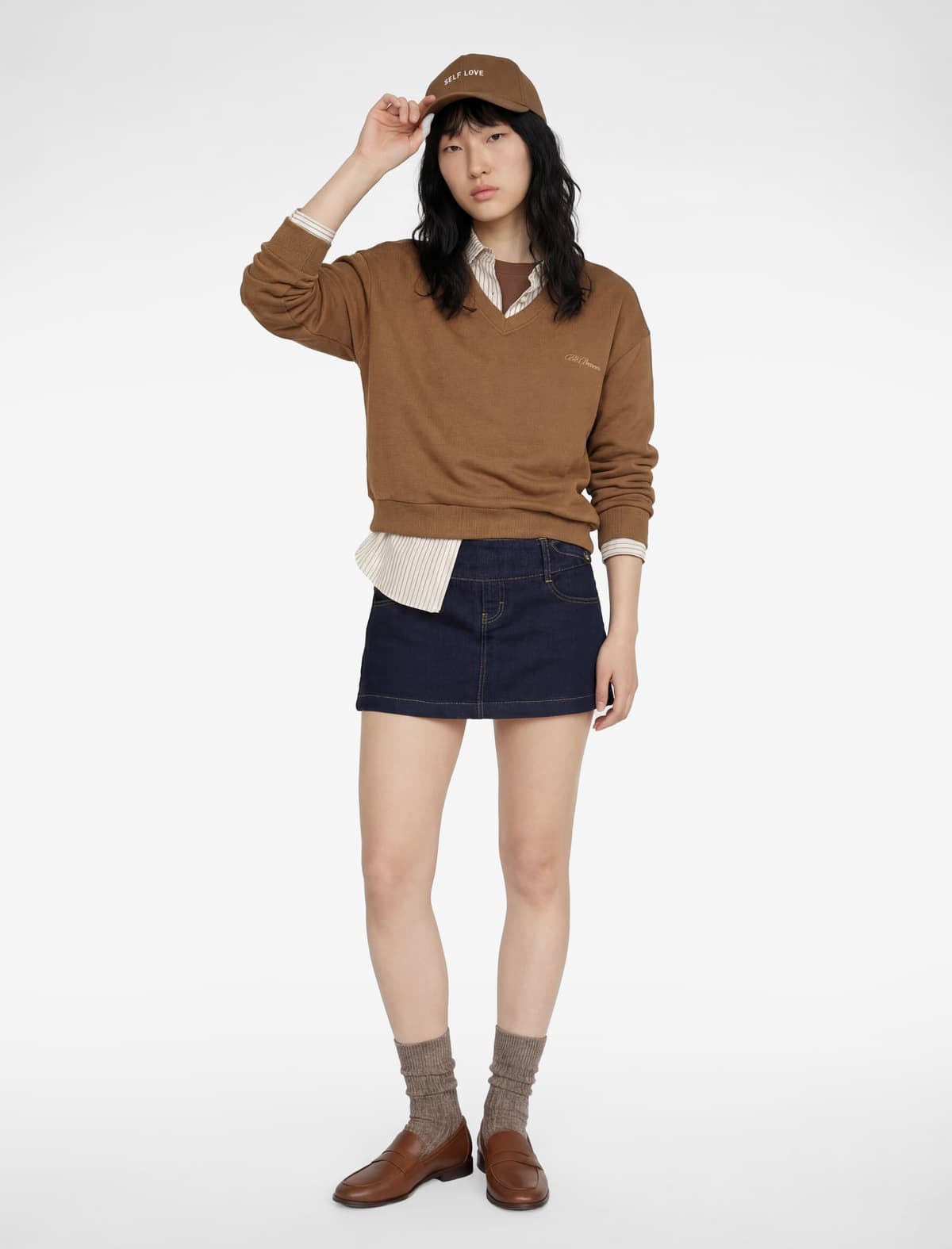 Qaldırılmış Uzunqol Tişört Yaxası Rahat biçimli Naxışlı Sweatshirt