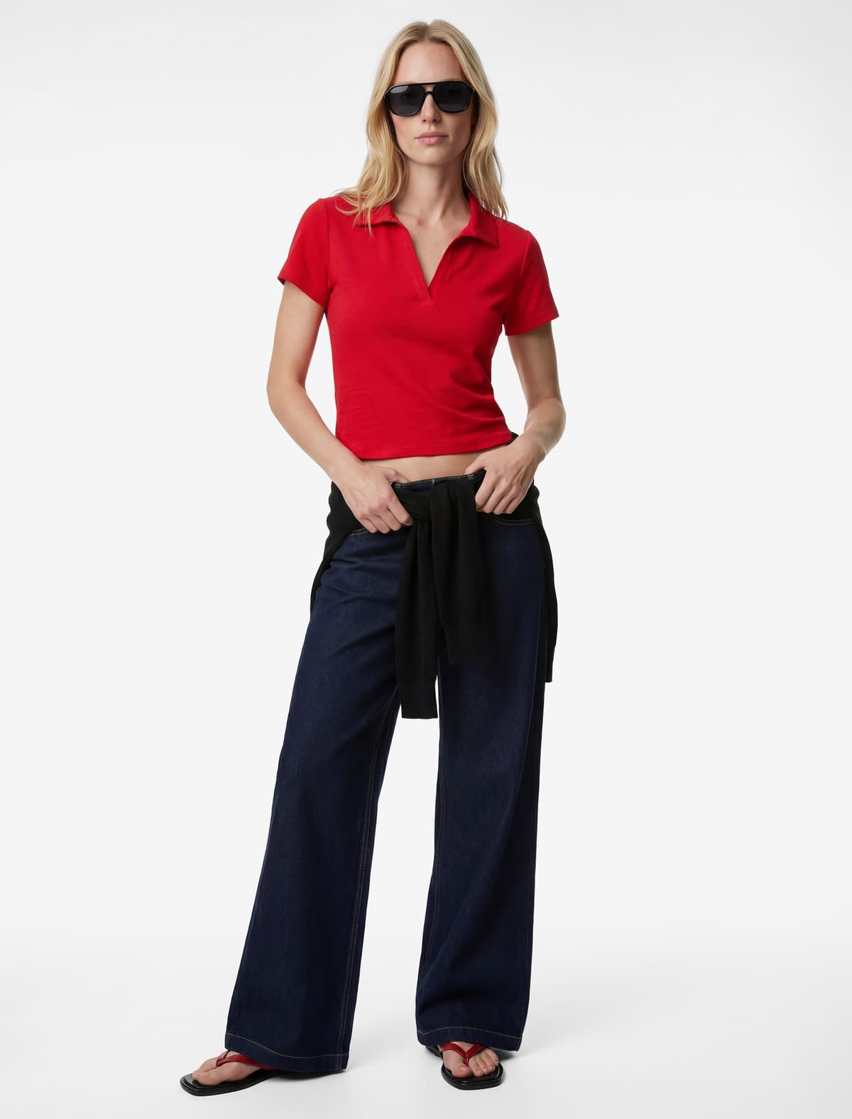 Normal fit Qısaqol Kesikli Polo Yaxalı tişört