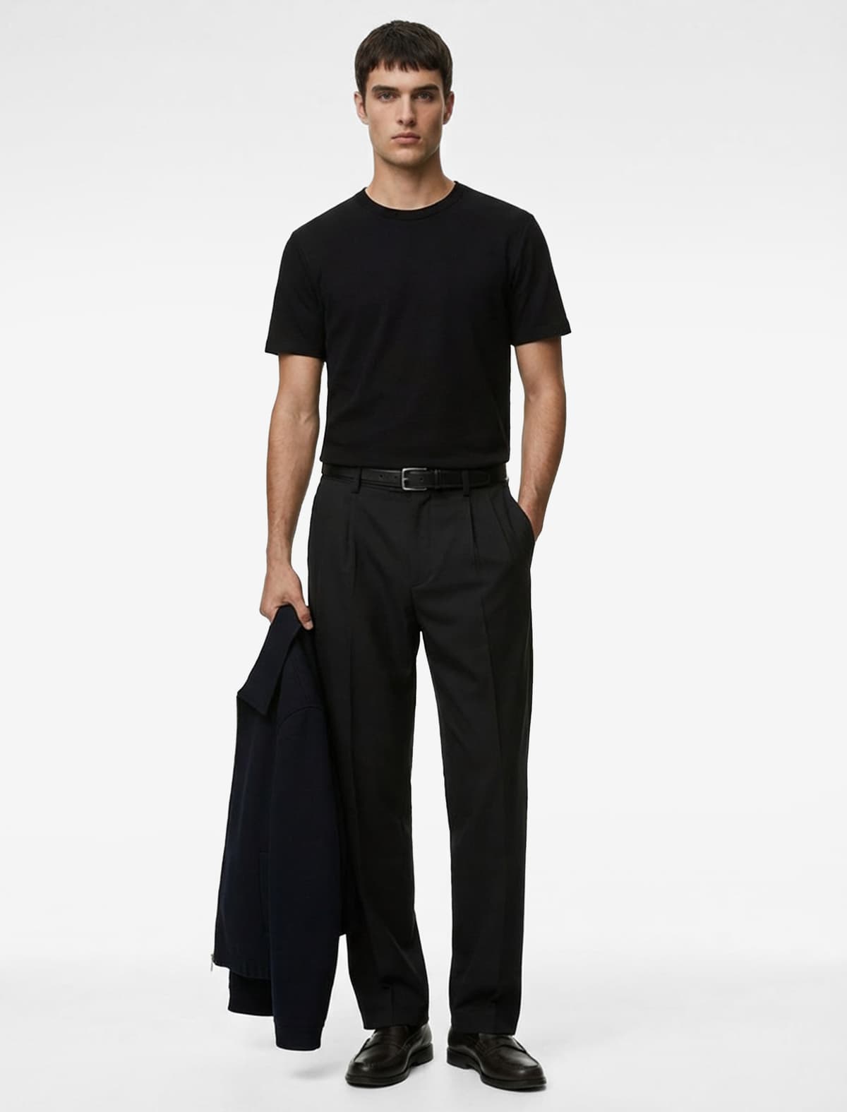 Crew Yaka Viskoz Qarışıq Qısaqol Basic Slim Fit köynək