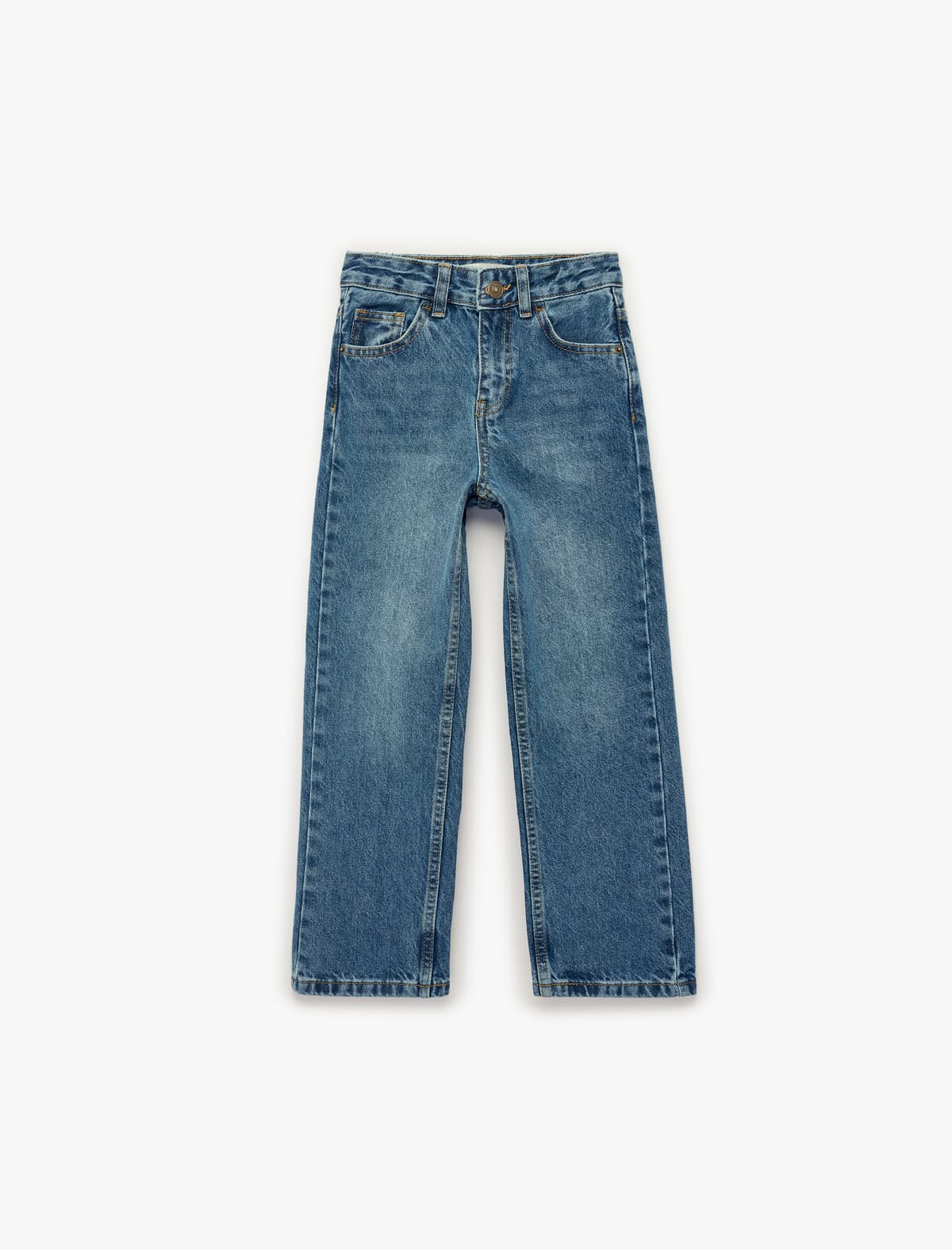 Pambıq Cibli Düz Fit Denim Şalvar