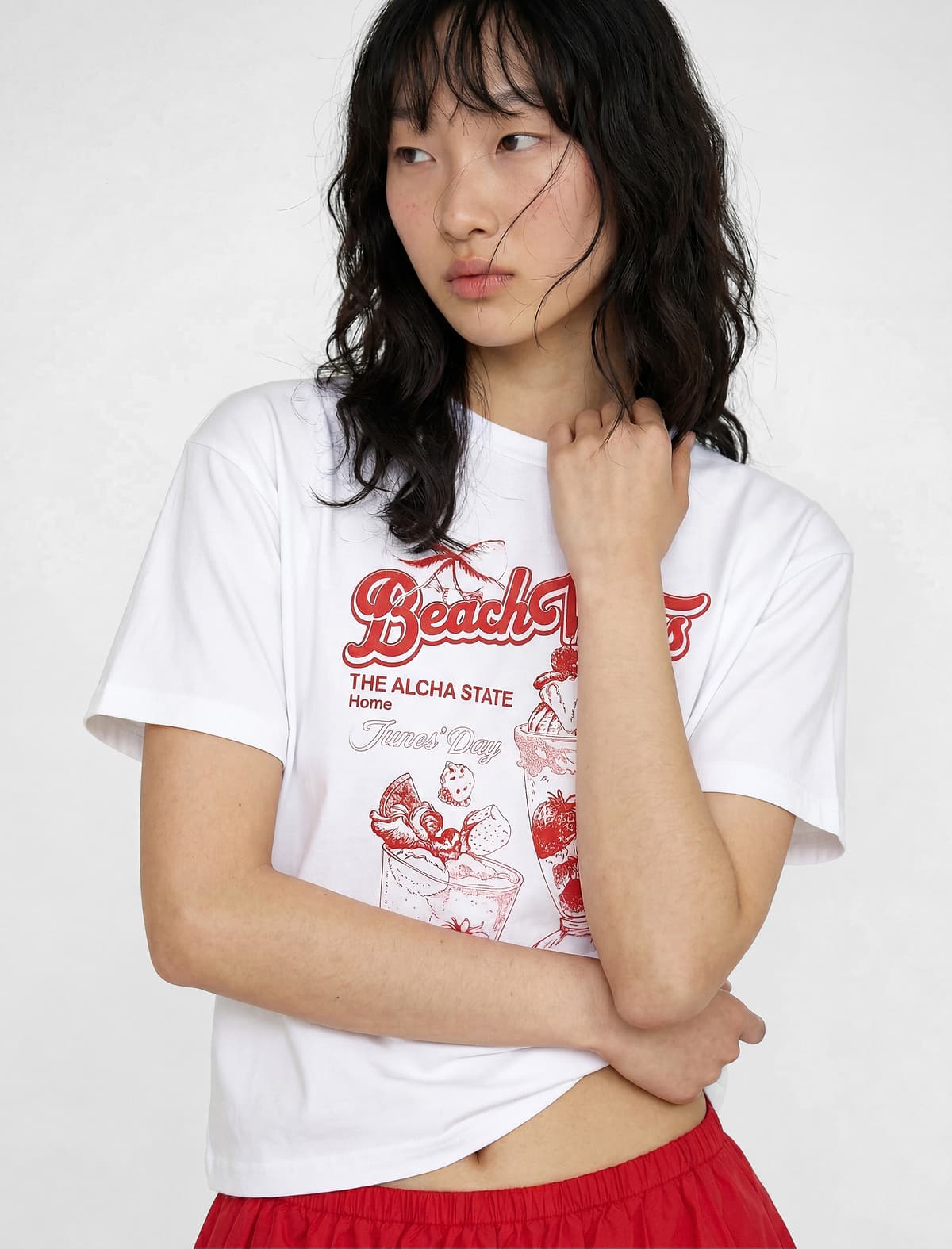 Pambıqdan Qısaqol Yaka Yaka Çaplı Böyük Boy T-shirt