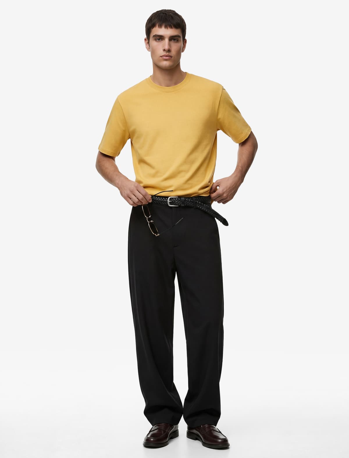 Normal Fit Crew Yaka Pambıq Basic Qısaqol köynək