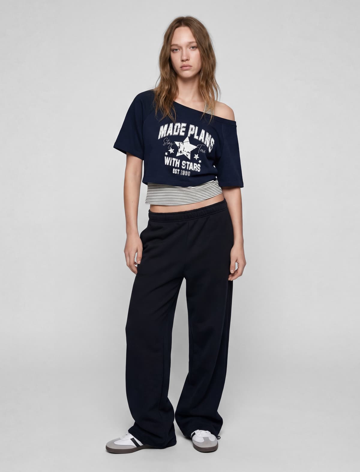 Qaldırılmış Bel Elastik Bel Rahat Geniş Paçalı Sweatpants