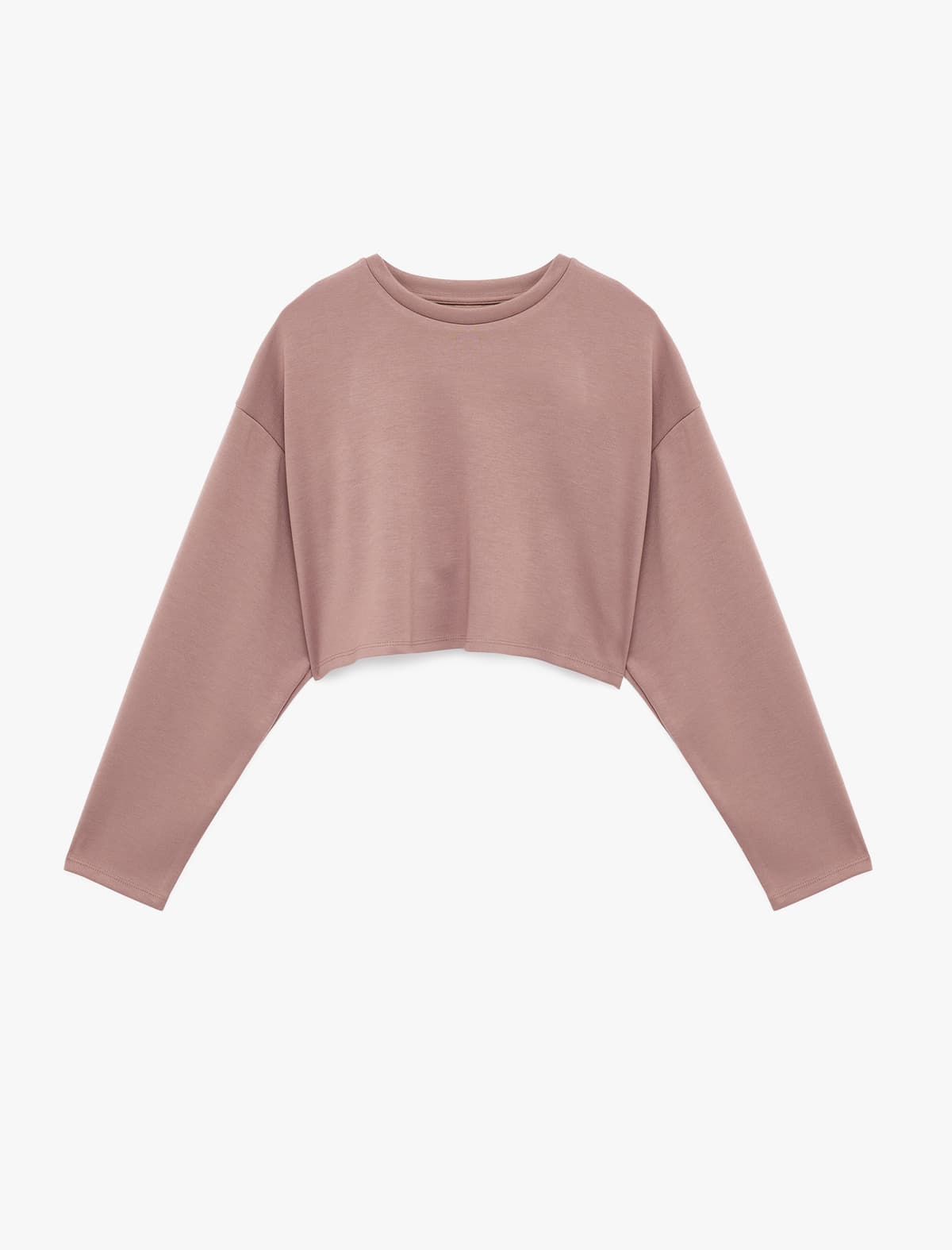 Rahat biçimli Uzunqol Dəyirmi yaxalı Viskoz Qarışıqlı İdman Crop Sweatshirt
