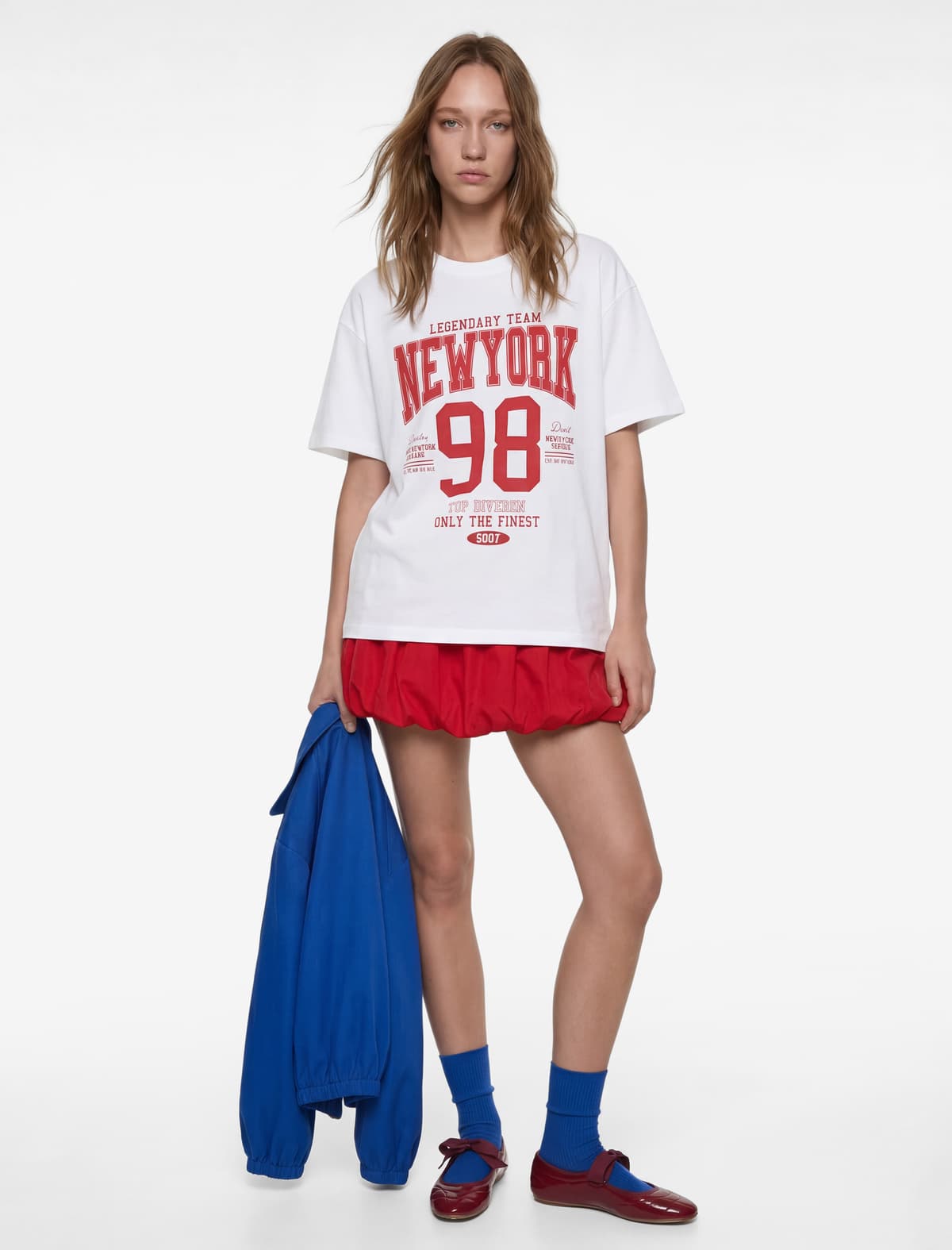 Pambıqdan Qısaqol Yakalı Çaplı Oversize T-shirt