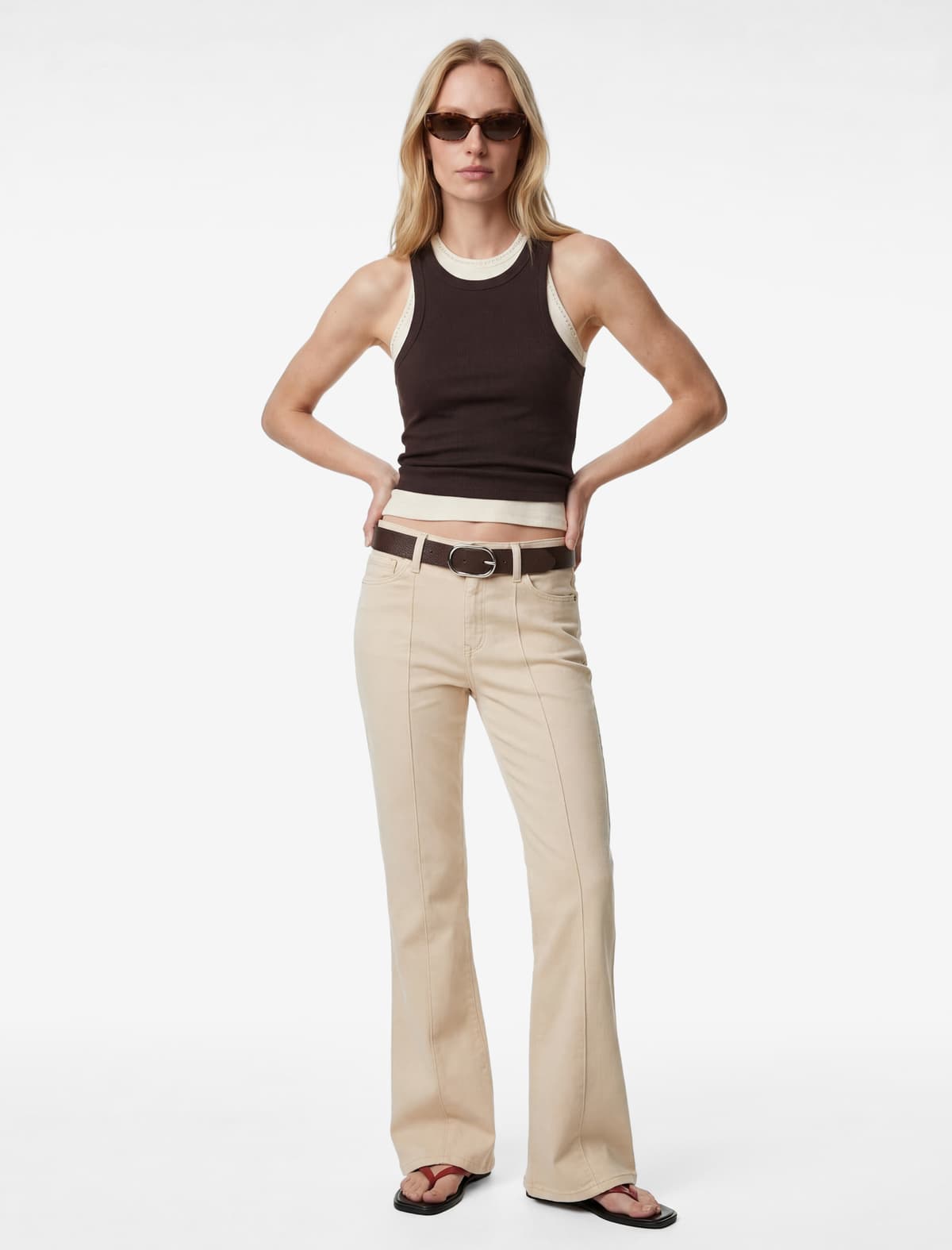 Yırtıqlı Cib Düyməli Flare Denim Şalvar - Flare Jeans