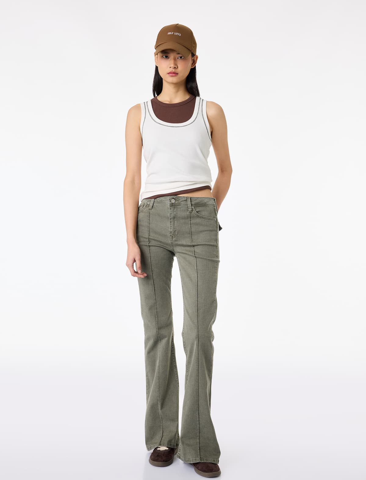 Yırtıqlı Cib Düyməli Flare Denim Şalvar - Flare Jeans