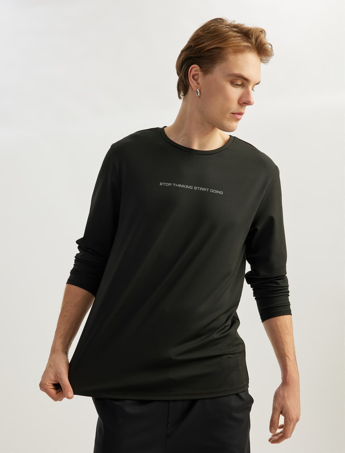 Slogan Çaplı Uzunqol Ekipaj Boyunlu Böyük Boy İdman Sweatshirt