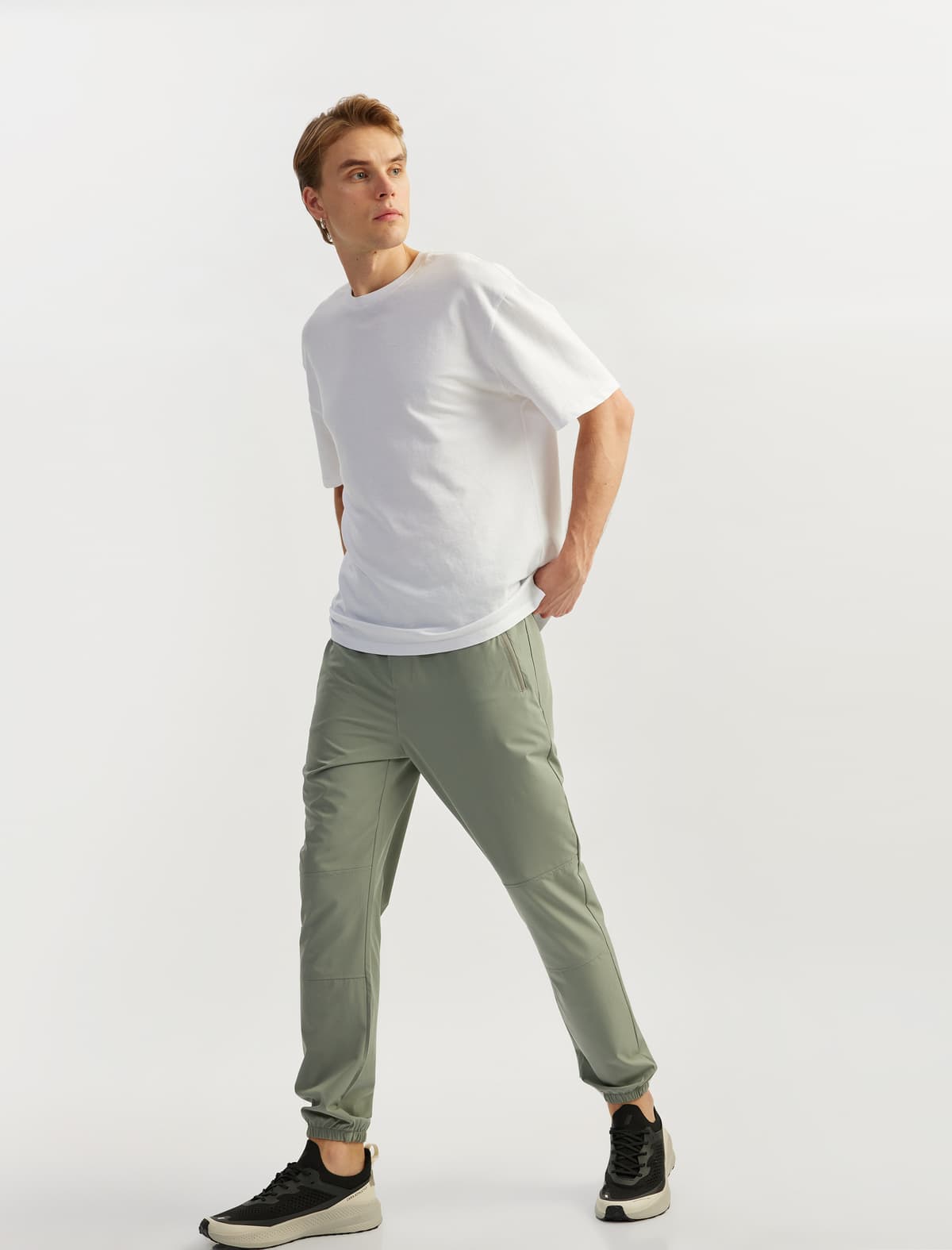 Fermuarlı Cibli Elastik Belli Paraşüt Parçalı Jogger İdman Sweatpants