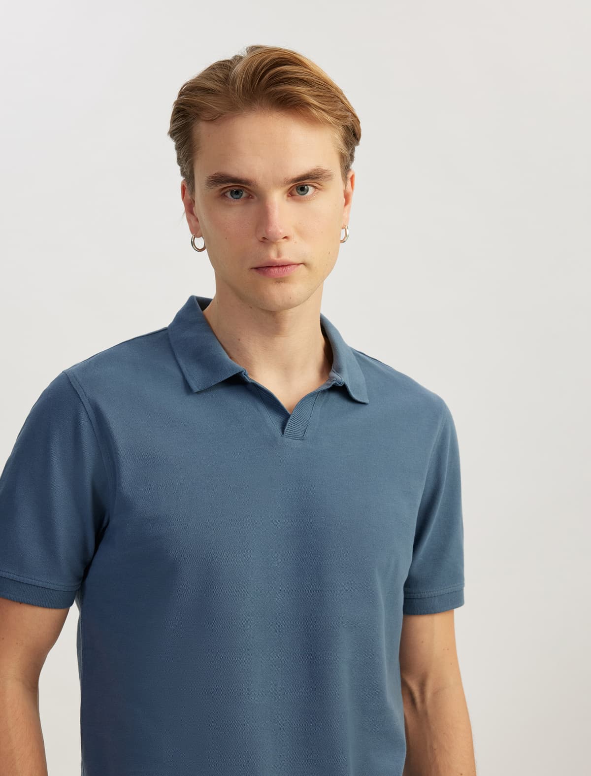 Pambıq Pike Parça Qısaqol Normal Fit V Yakalı Polo T-shirt