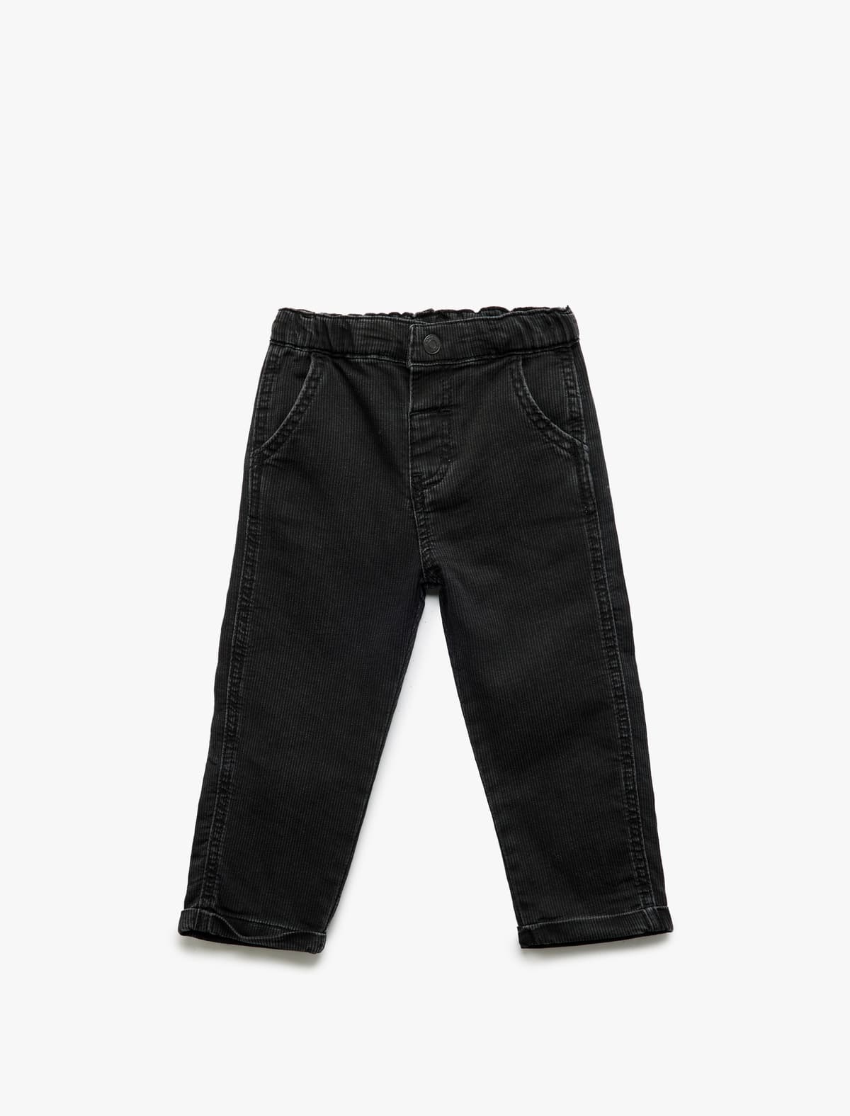 Cib detallı pambıq elastik bel denim şalvar