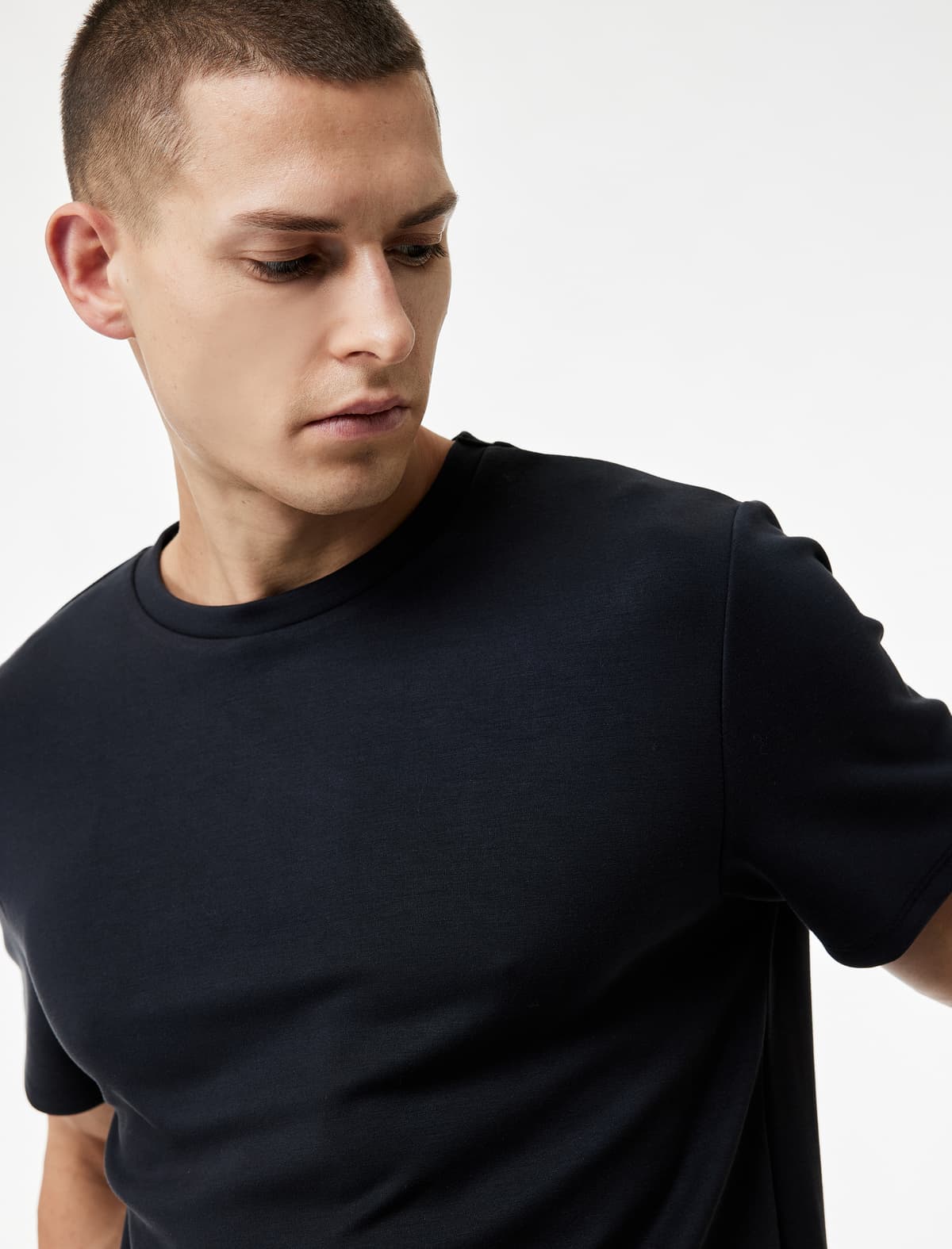 Regular Fit Modal Blend Qısaqol Yakalı İdman T-shirti