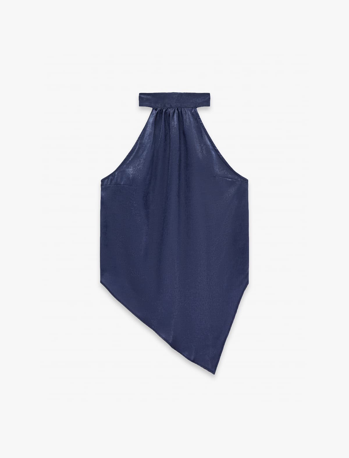 Asimmetrik Qolsuz Boyun Satin Bluza