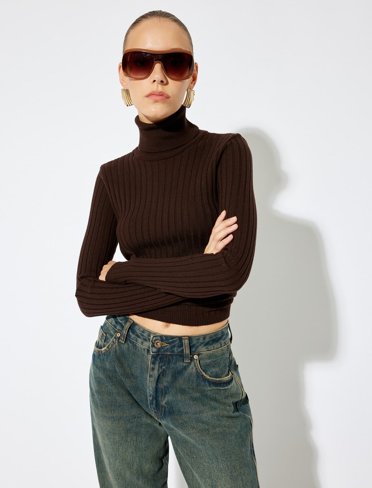 Turtleneck Trikotaj Sviter Uzunqol Slim Fit