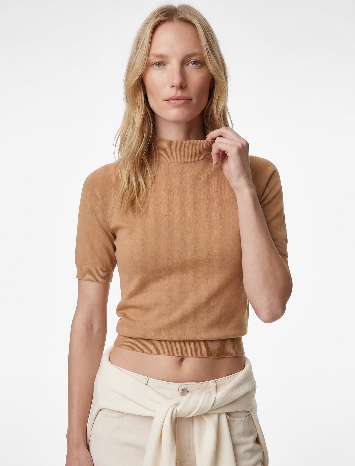 Turtleneck Qısaqol Trikotaj Sviter