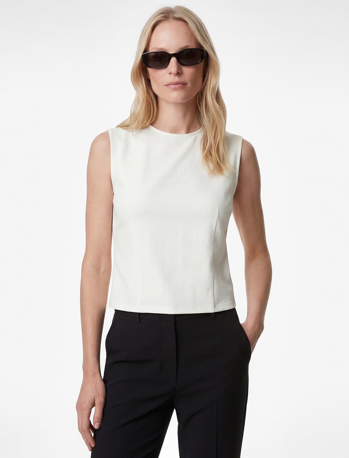 Slim fit Pambıq Qolsuz Dəyirmi yaxa Bədən