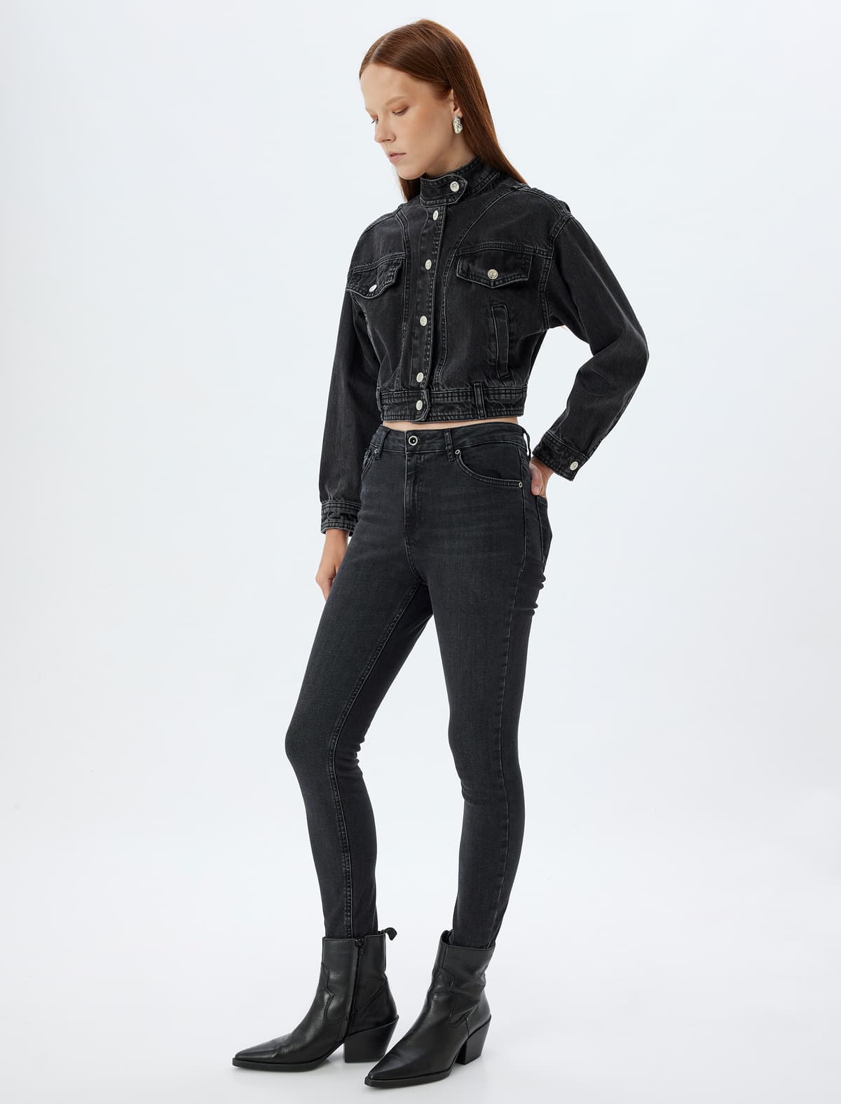 Yüksək Bel Denim Şalvar Dar Ayaqlı Push Up - Skinny Push Up Fit Jean