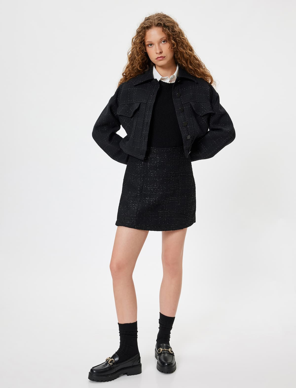 Slim Fit Standart Bel Tikiş Detallı Tüvit Mini Şort Etek