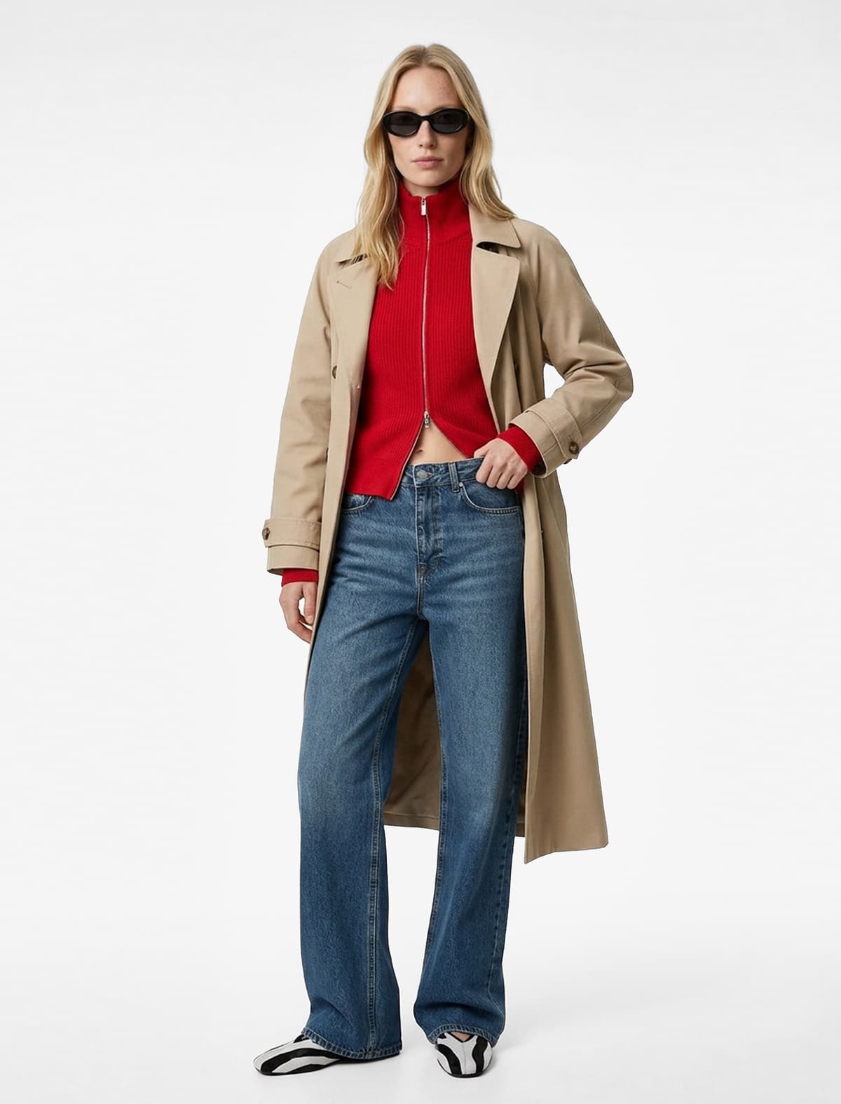 Normal Bel Cibi Düyməli Düz Paçalı Boş Fit Denim Şalvar - Bol Jean