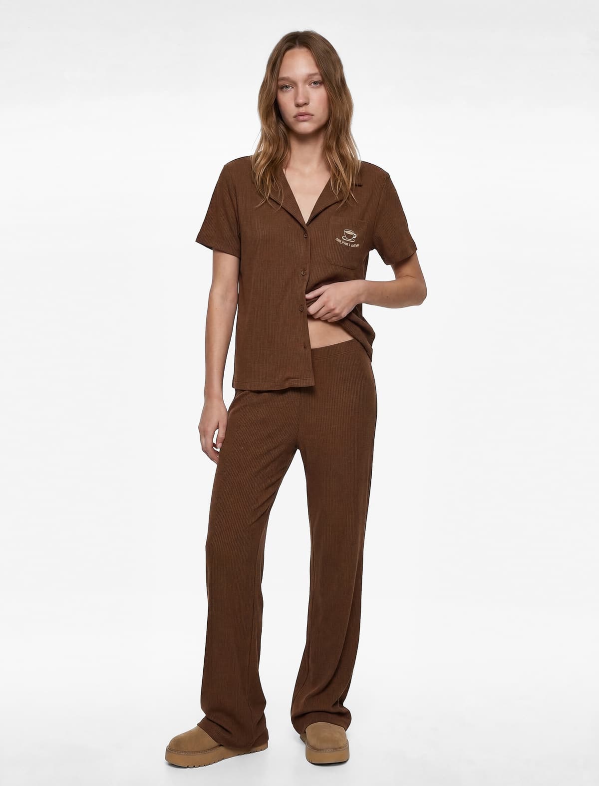 Viskoz Qarışığı Rahat Kesimli Pijama Dəsti