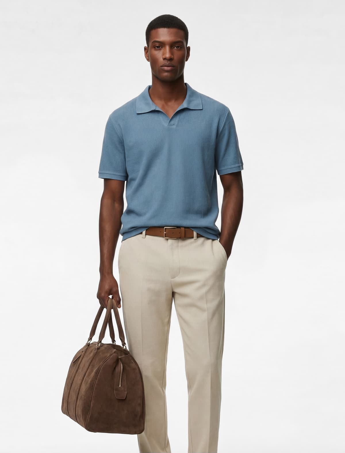 Normal Fit Qısaqol Pambıq Polo Yakalı köynək