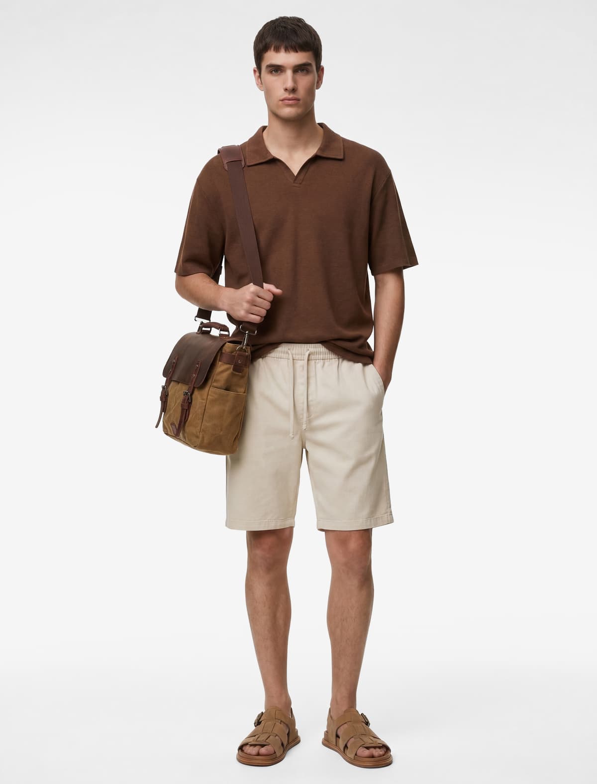 Normal fit Qısaqol Teksturalı Polo Yaxalı tişört