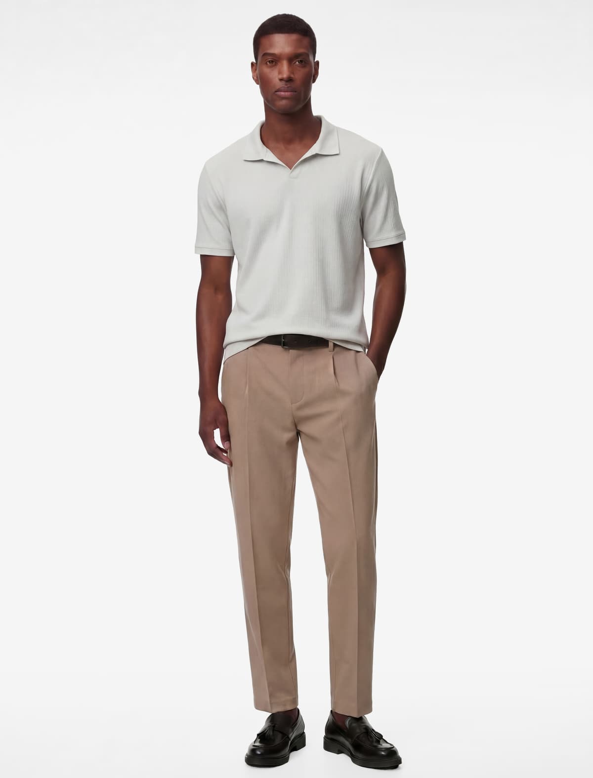 Normal Fit Qısaqol Pambıq Polo Yakalı köynək