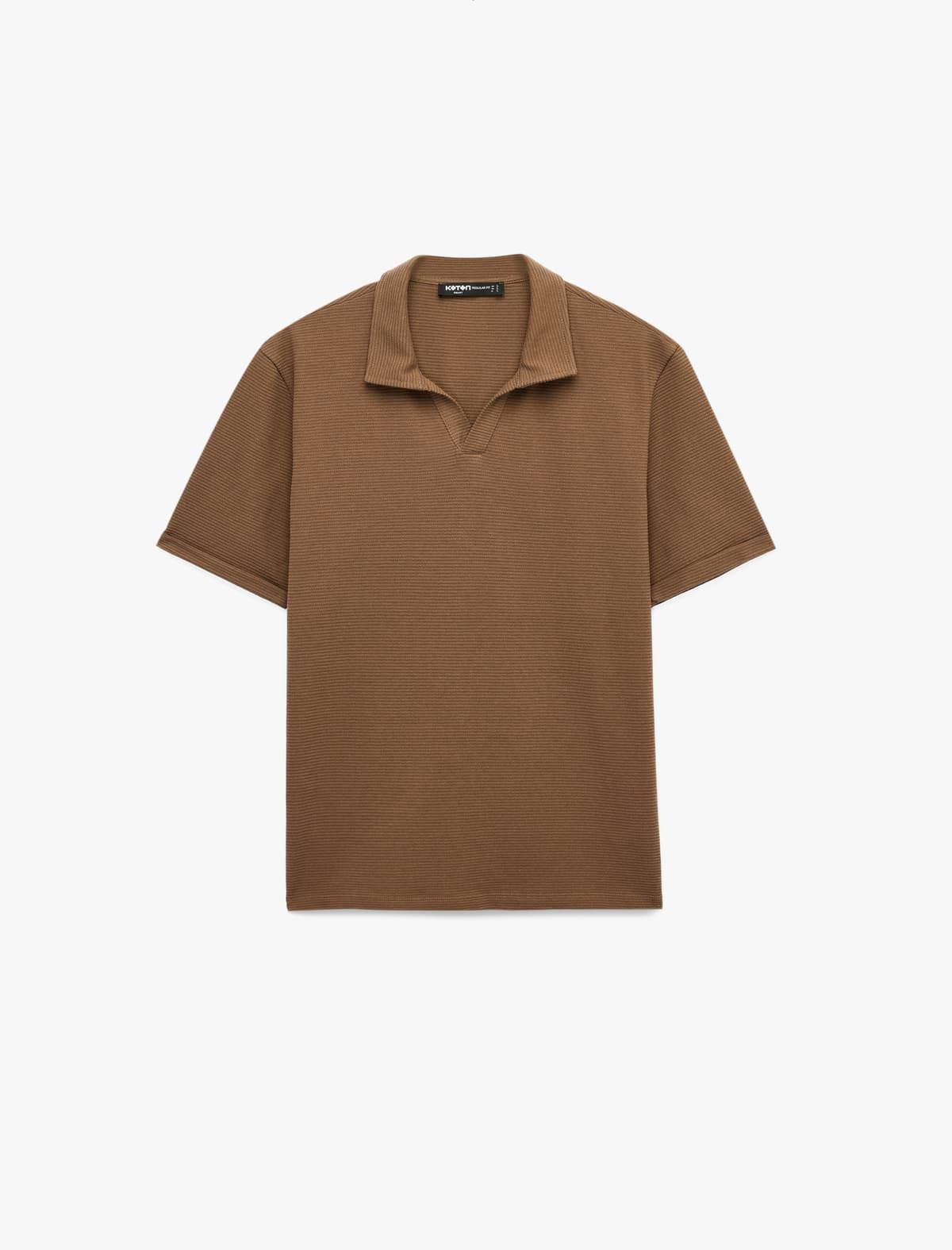 Normal Fit Qısaqol Teksturalı Əsas Polo Yakalı köynək