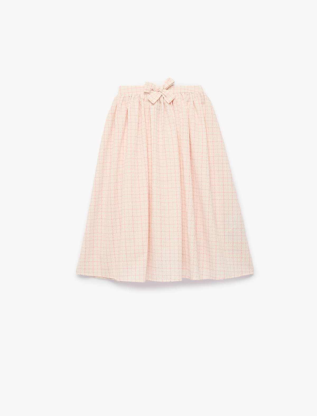 Yaylı büzməli A-Xətli Plaid Midi Etek
