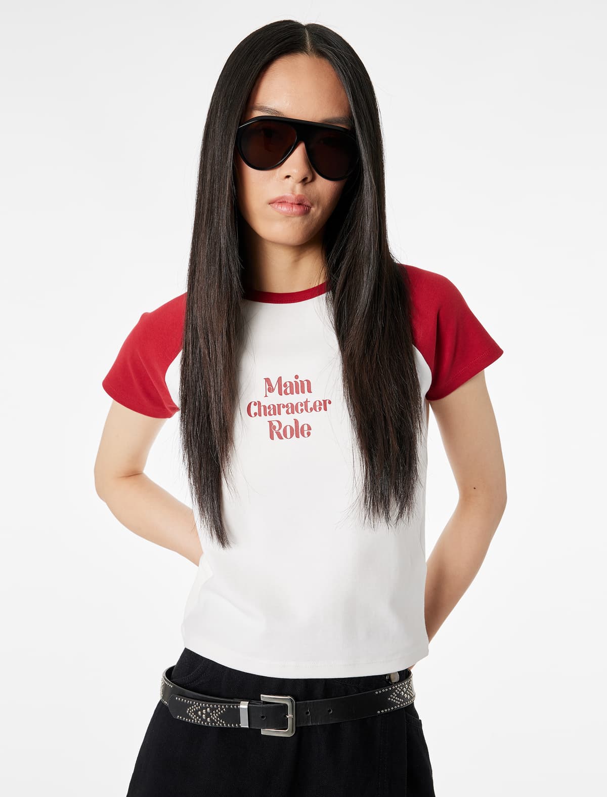 Pambıqdan Slim fit Qısaqol Qısaqol Yaxalı Çaplı Crop Tişört
