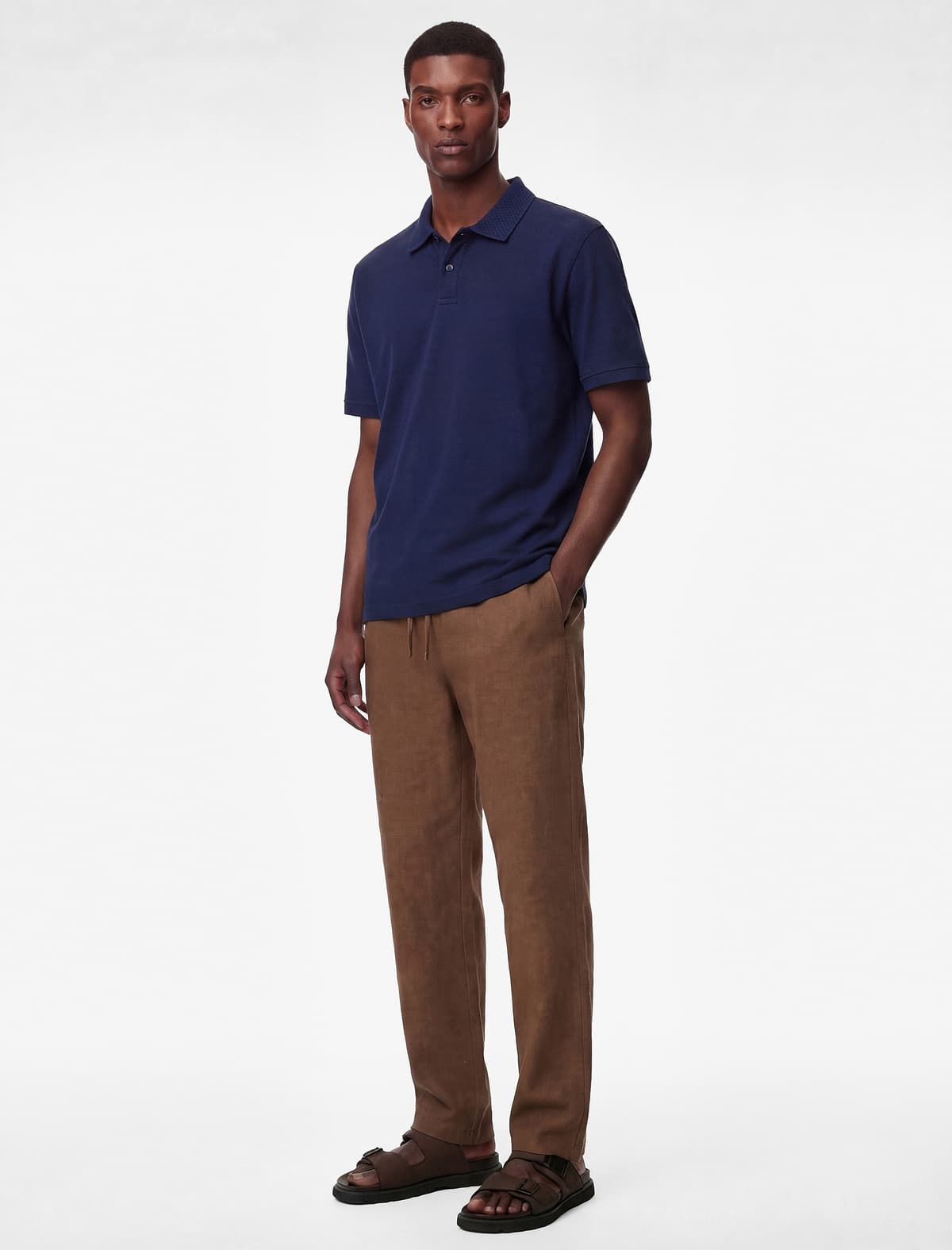 Pambıq Qısaqol Pike Parça Düyməli Polo Yaka Slim Fit köynək