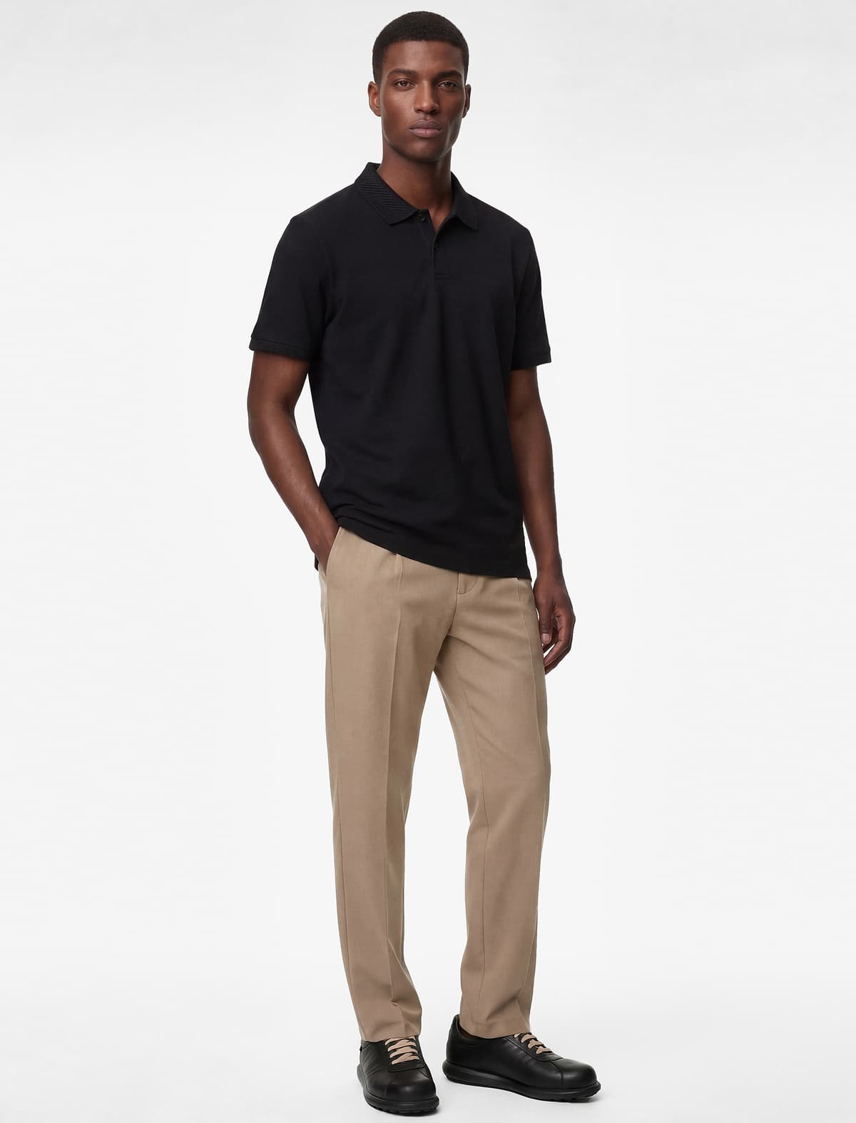 Pambıq Qısaqol Pike Parça Düyməli Polo Yaka Slim Fit köynək