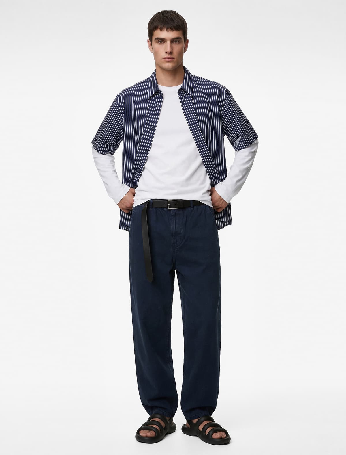 Regular fit Normal Bel Pambıq Geniş Bel Bağlı Bol Jean Şalvar