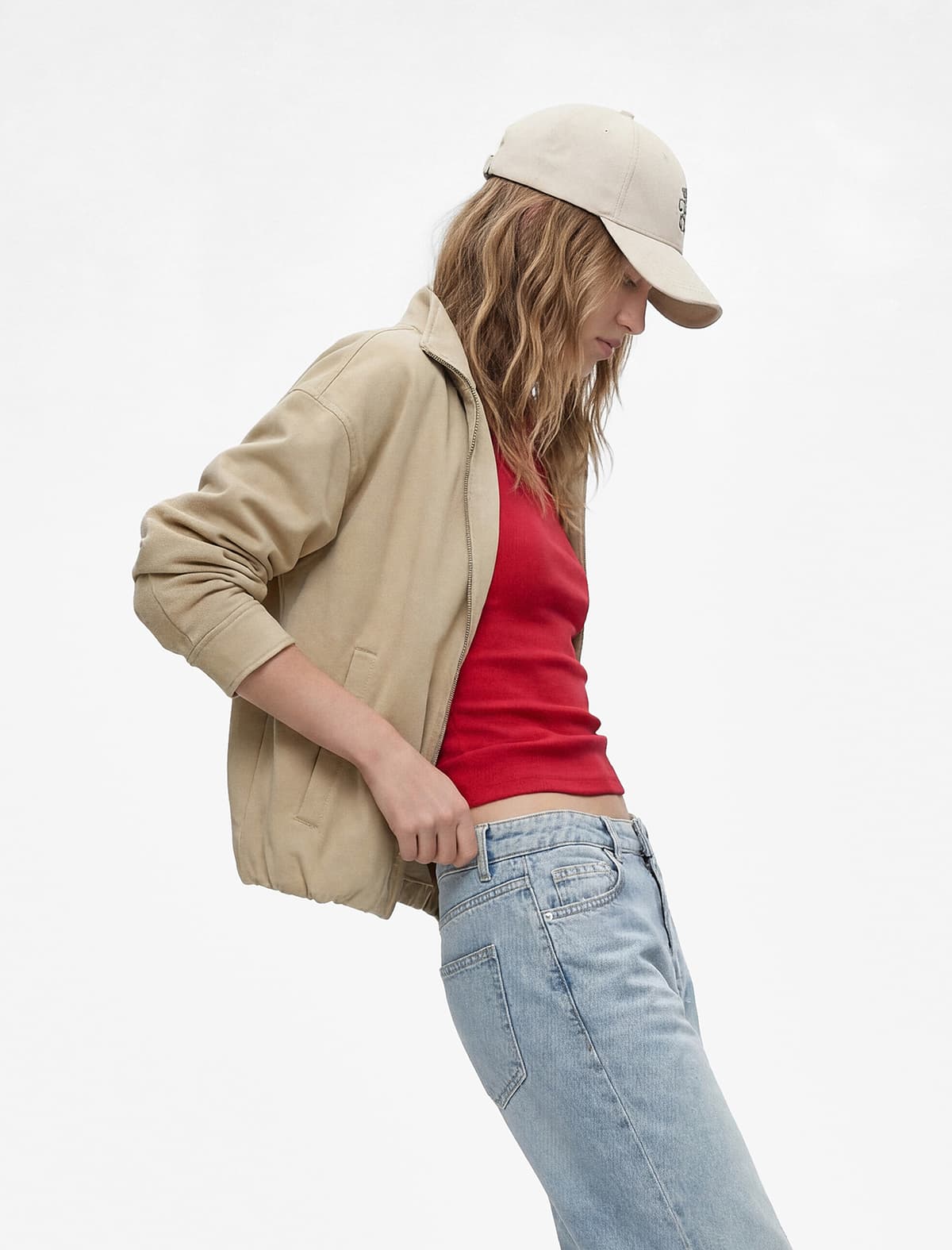 Normal fit Uzunqol Klassik Yaxalı Crop Gödəkçə