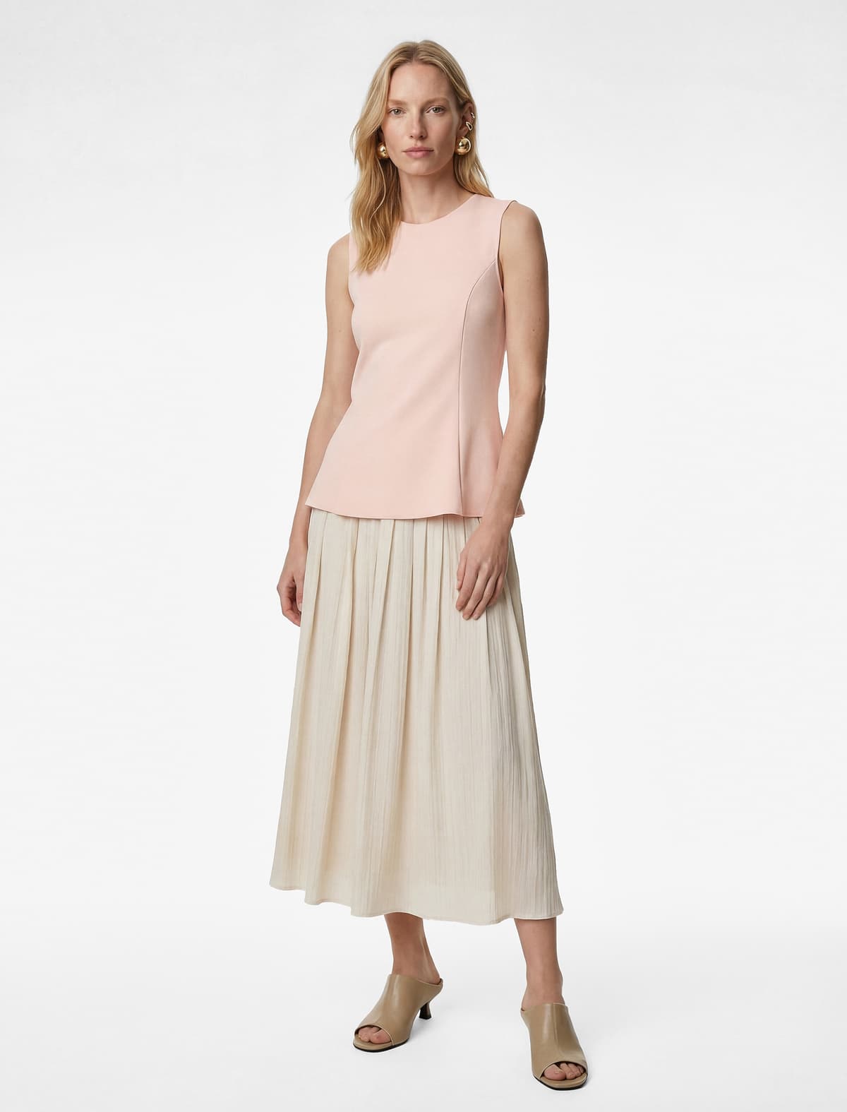 Slim fit Dəyirmi yaxa Qolsuz Bluza