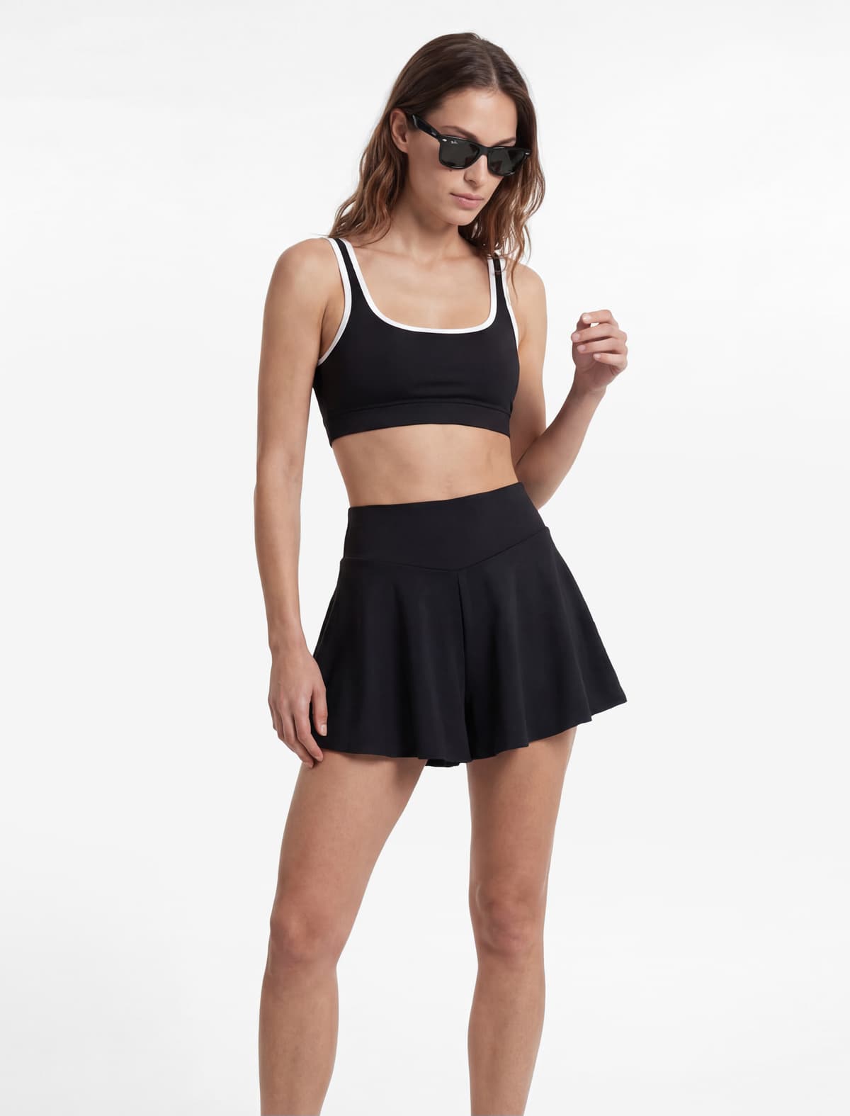 U-boyunlu Qolsuz Slim Fit Boru İdman Büstqalteri