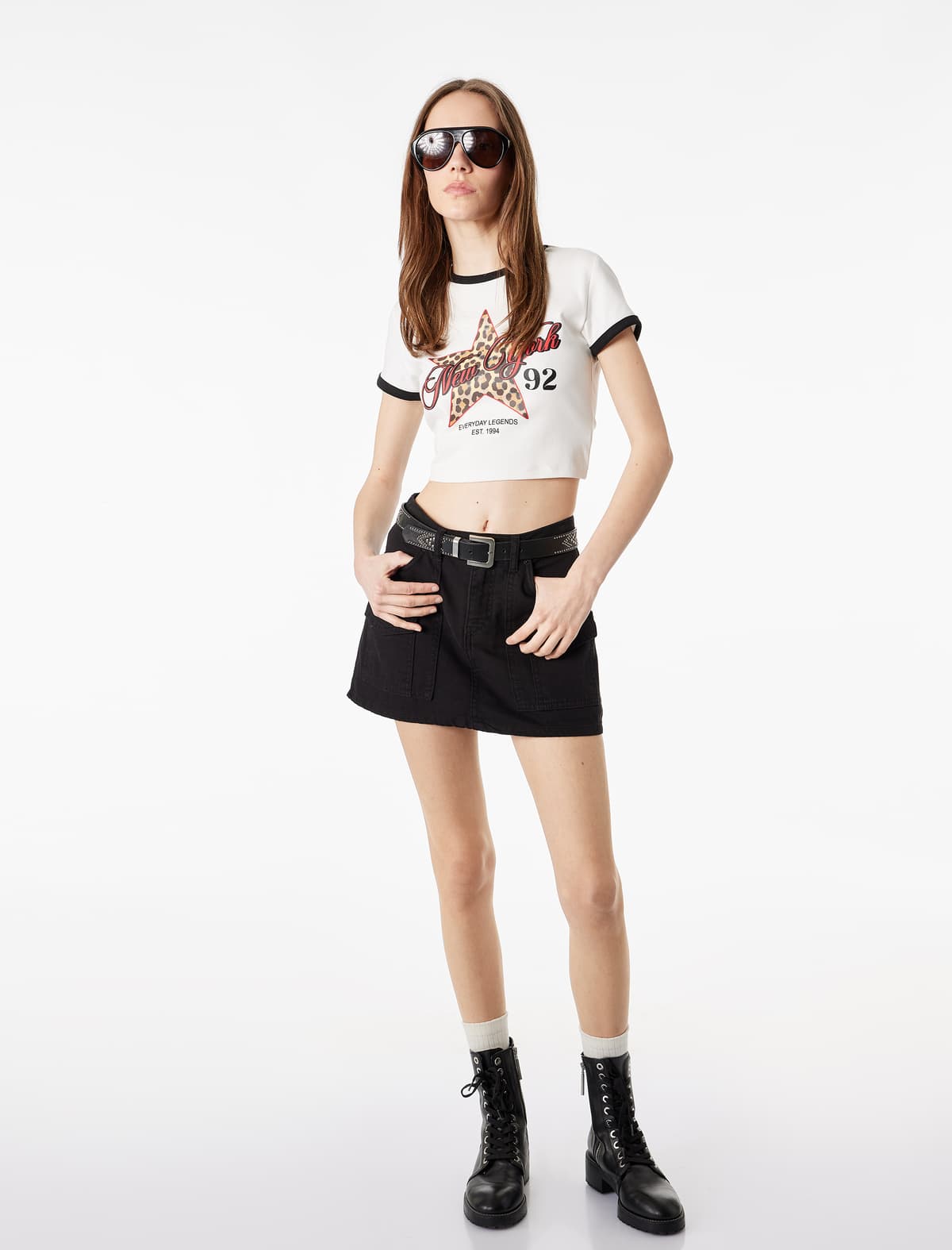 Slim Fit Qısaqol Ekipaj Yaka Bəbir Çaplı Pambıq Köynək
