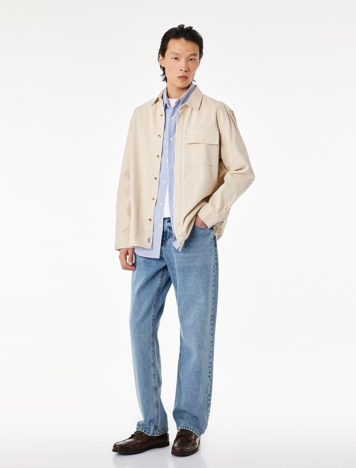 Normal Bel Düz Ayaqlı Pambıq Vintage Düz Fit Jean Şalvar