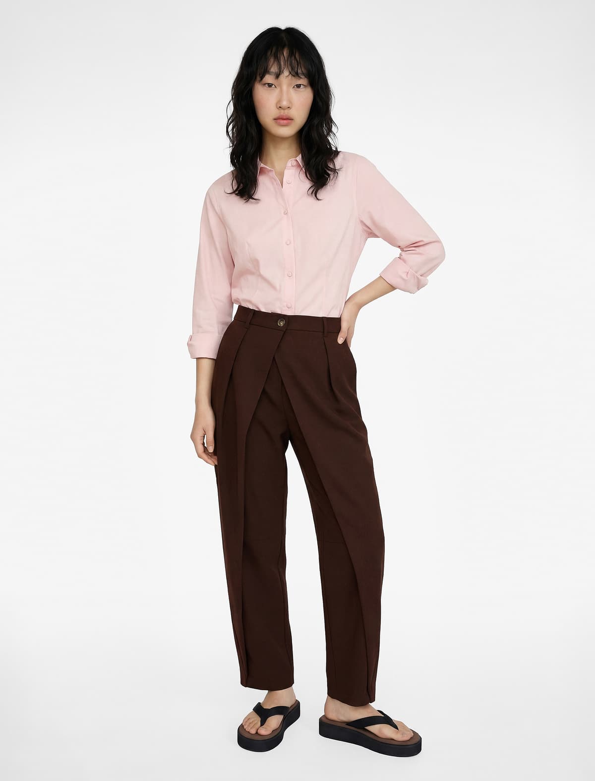 Slim fit Uzunqol Klassik Yaxa Arxa krujeva detallı Düyməli Poplin tişört