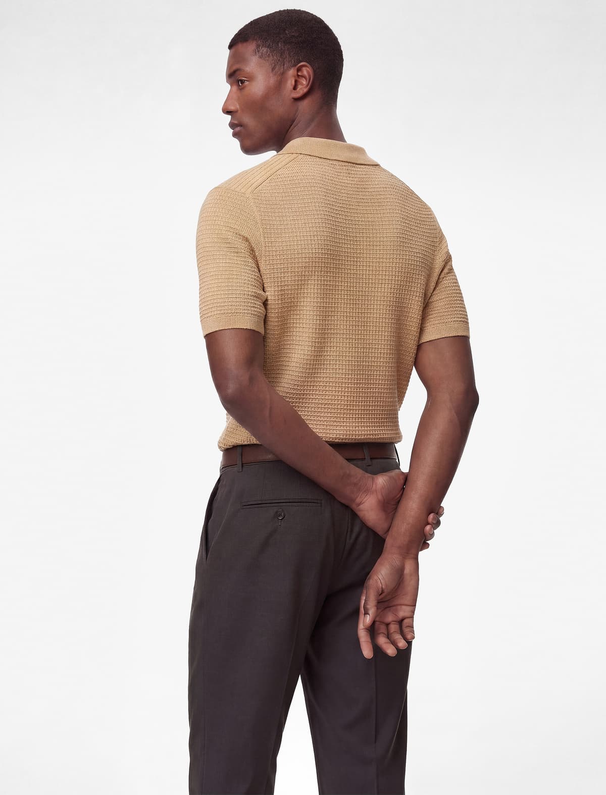 Normal fit Pambıq Polo Yaxa Qısaqol Trikotaj Tişört
