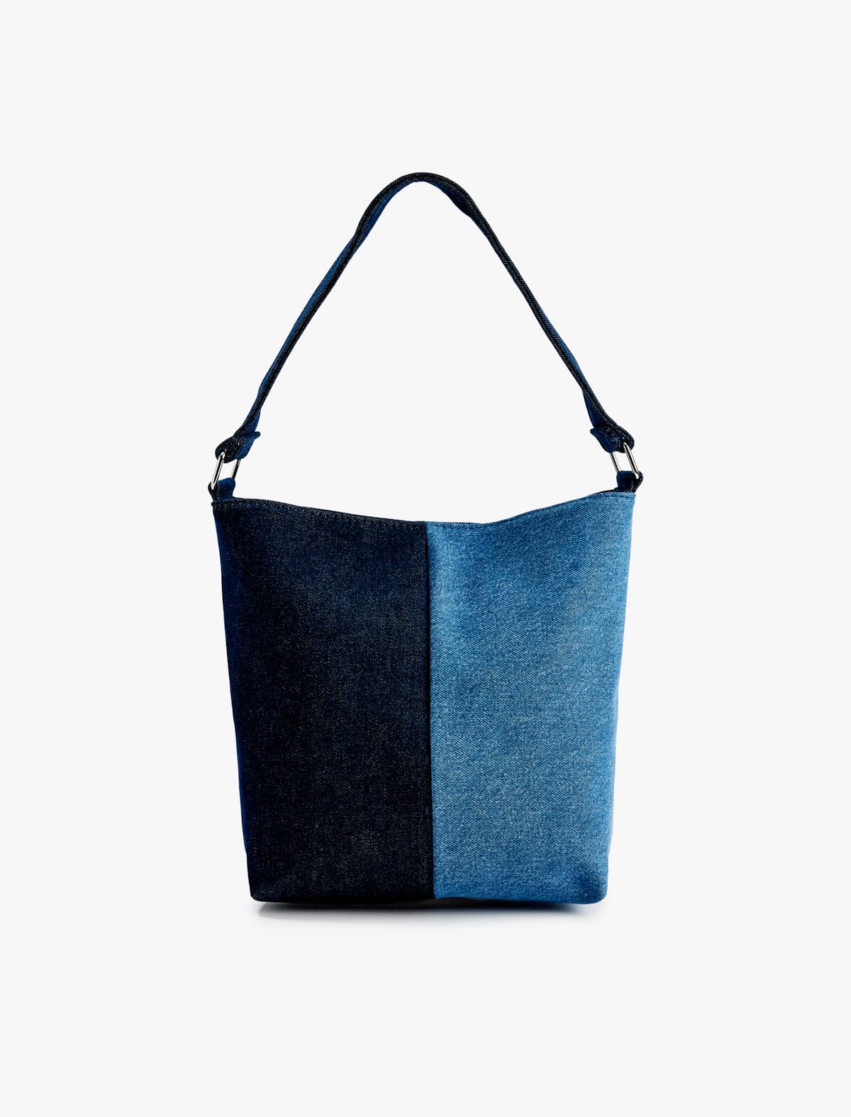 Rəngli Bloklu Denim Çantası