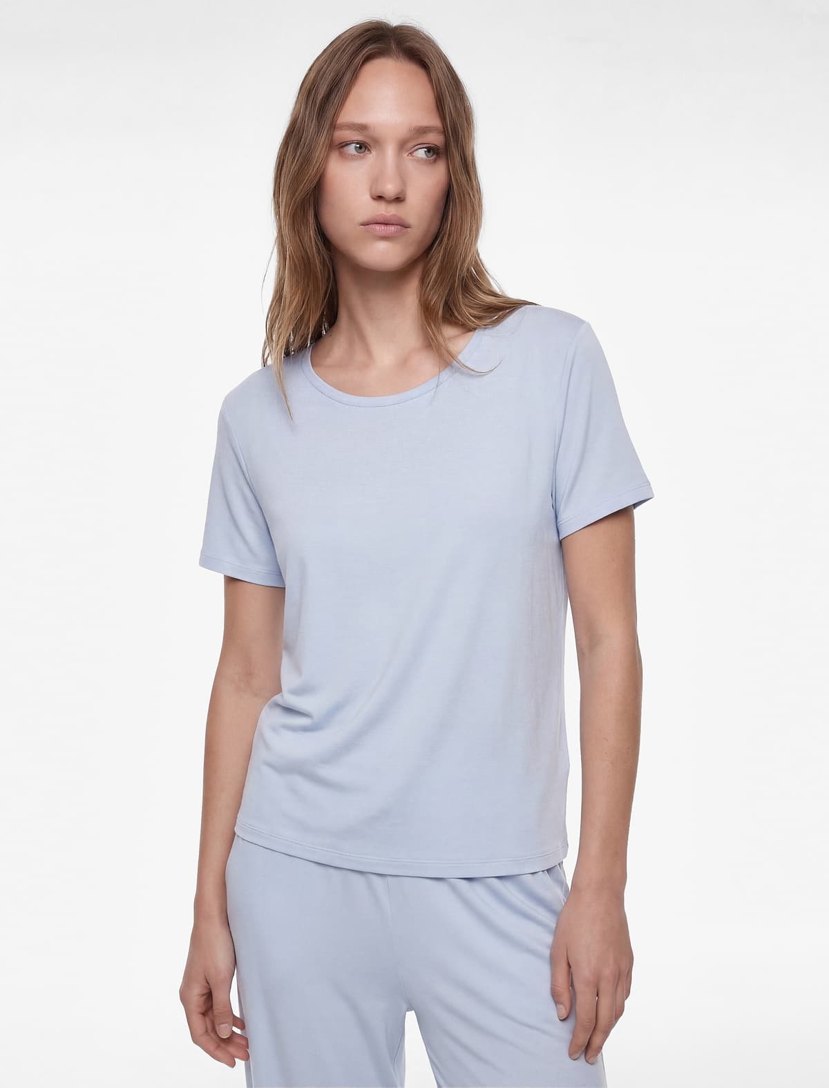 Qısaqol Dəyirmi yaxa Viskon Basic Pijama üstü