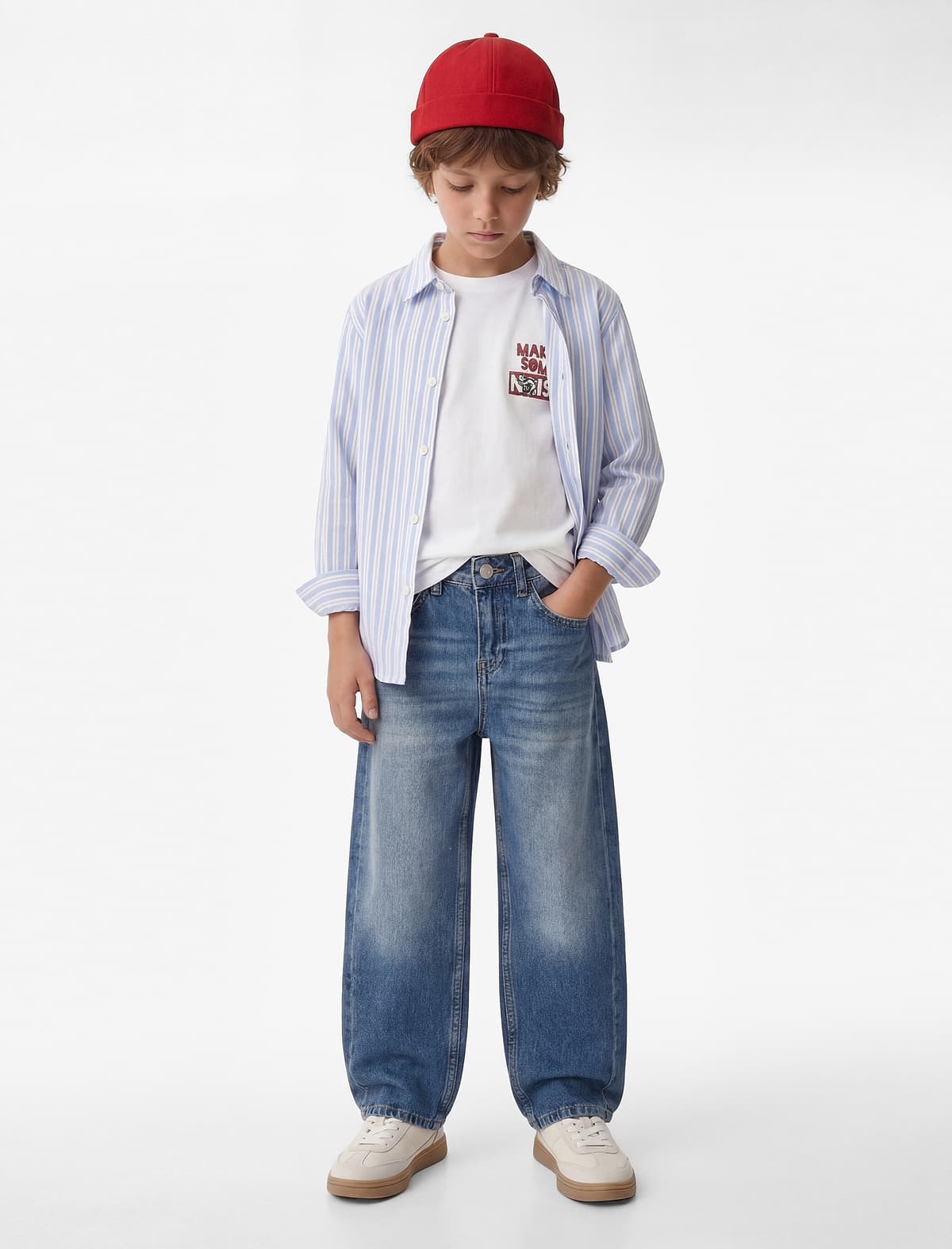 Pambıq Cibli Rahat biçimli Denim Şalvar