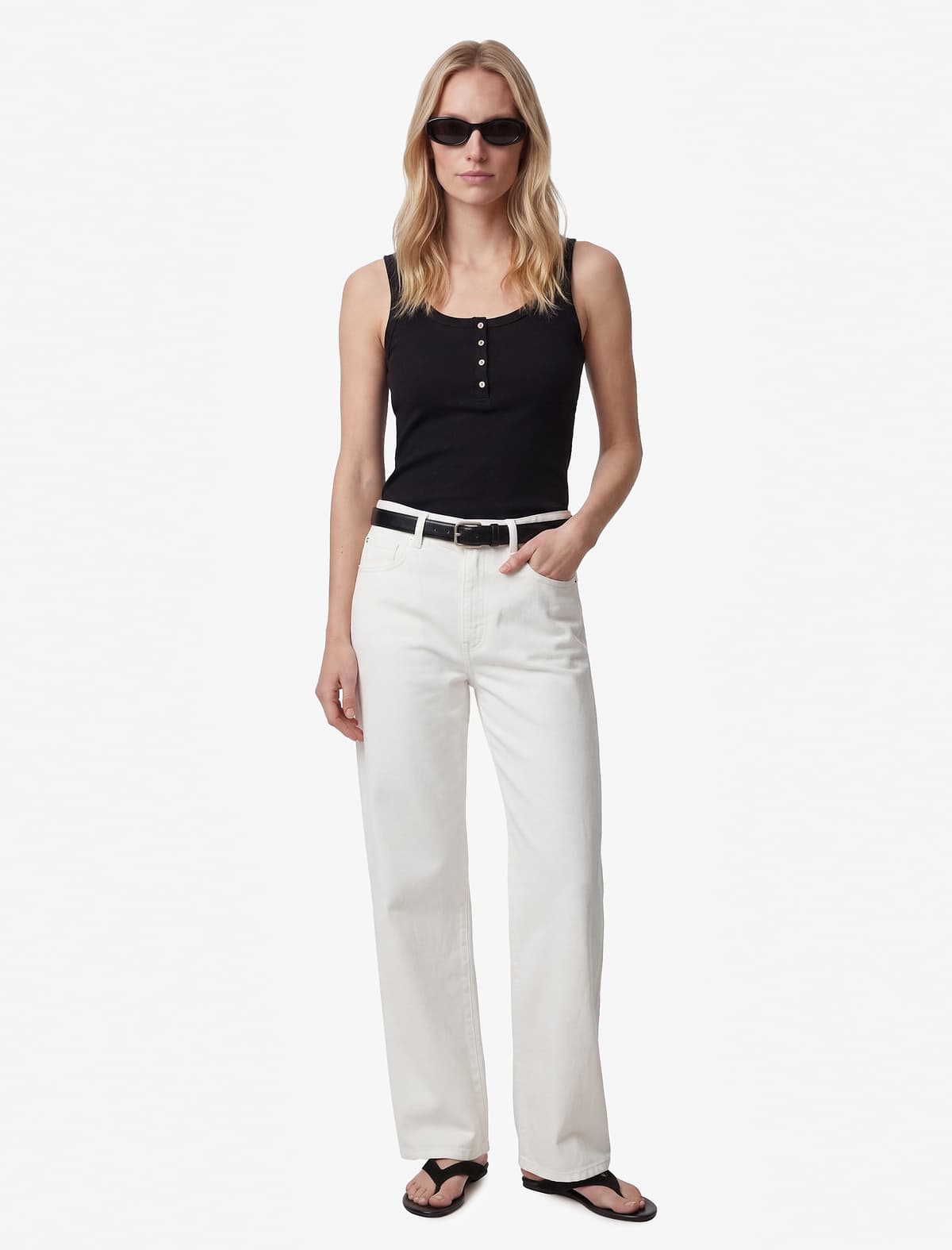 Pambıq Slim Fit Düyməli U-yaxa yivli alt köynək