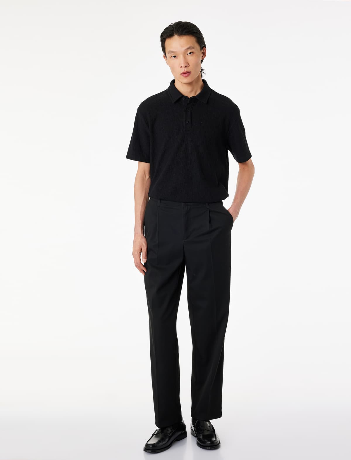 Normal Fit Qısaqol Düyməli Polo Yakalı köynək