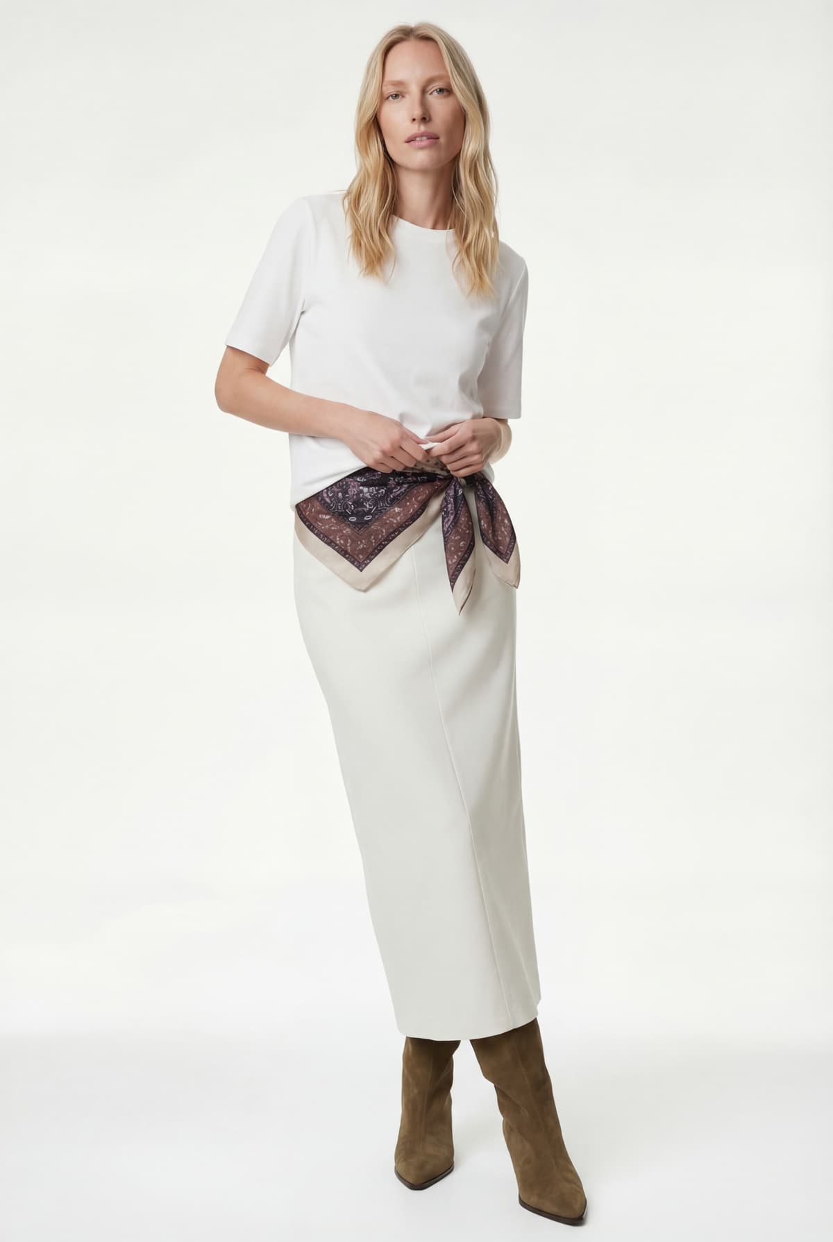 Slim Fit Standart Bel Midi Uzunluqlu Qələm Etek