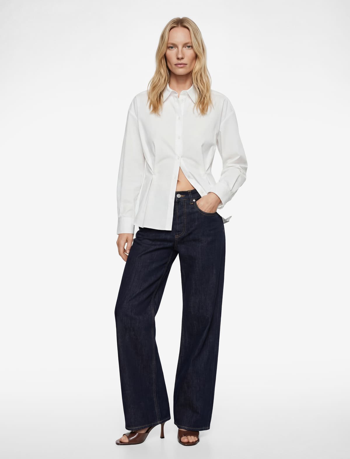 Əlavə Düymə Detallı Normal Fit Uzunqol Poplin Köynək