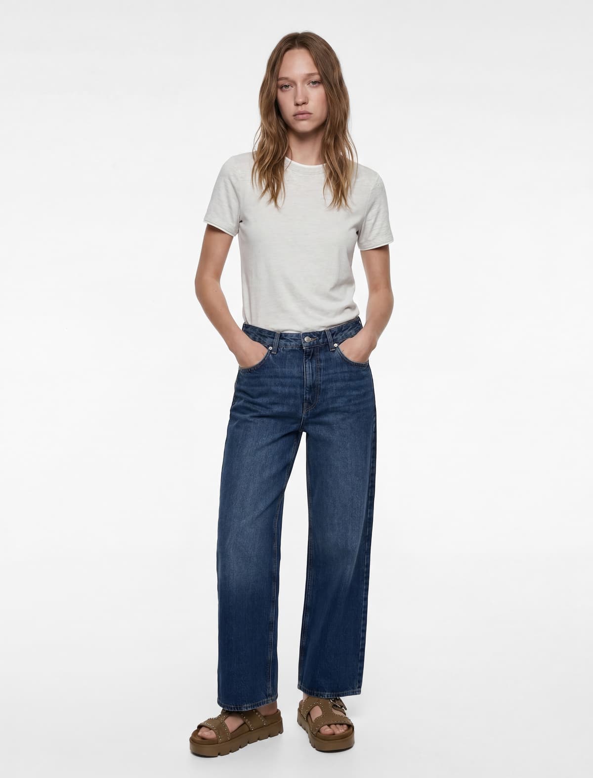Slim Fit Qısaqol Yaka Yaka Modal Tişört